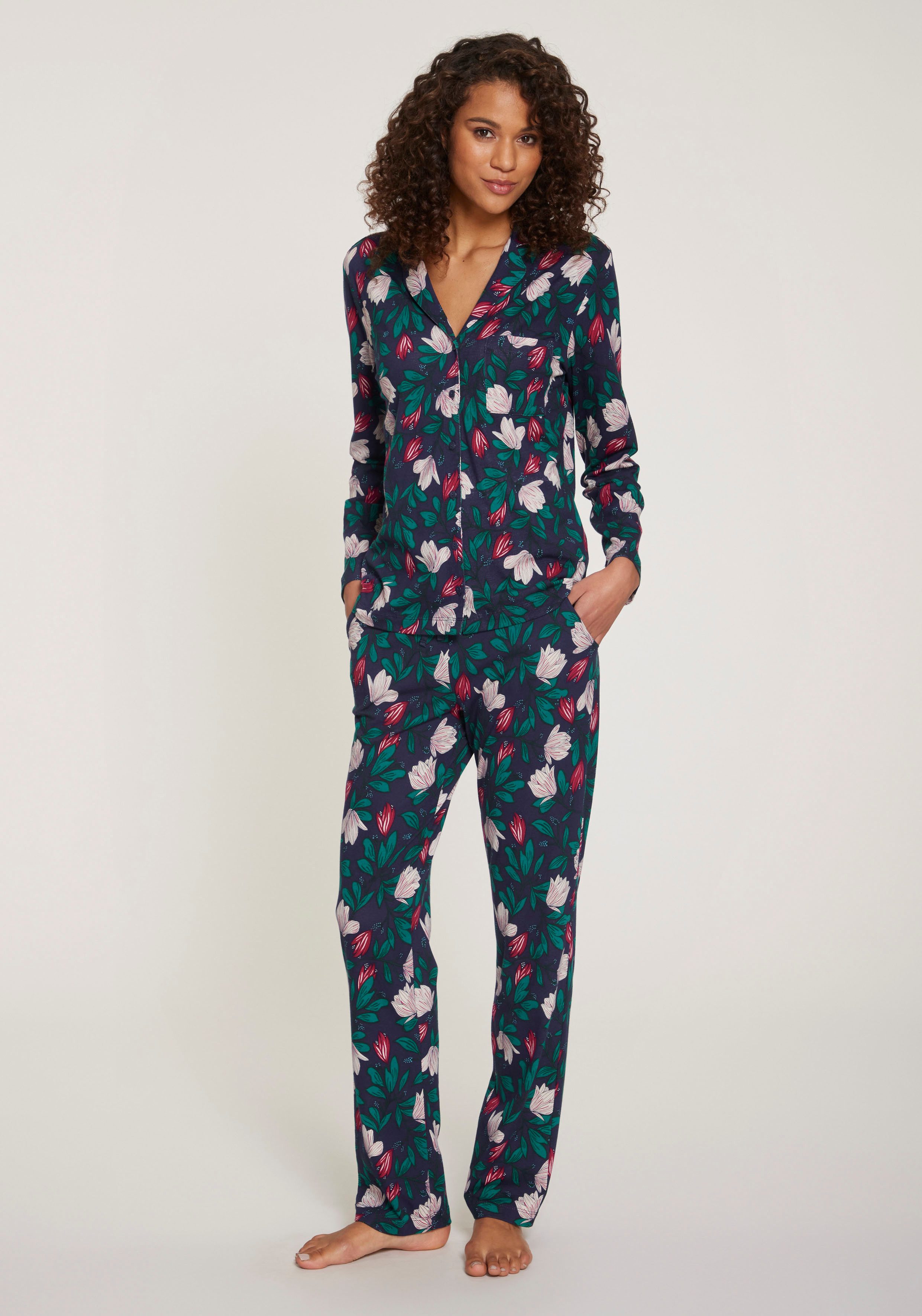 s.Oliver Pyjama, (Set, 2 tlg.), im klassischen Stil günstig online kaufen