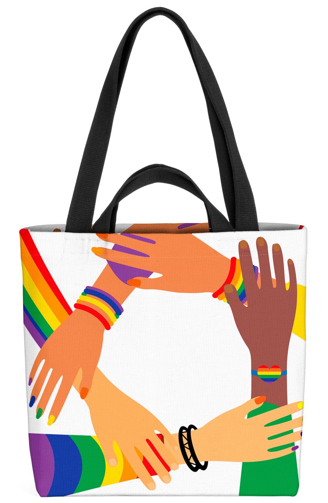 VOID Henkeltasche (1-tlg), Freunde Armband Pride Hands LGBTQ pride Zusammenhalt Hände Gay Gruppe