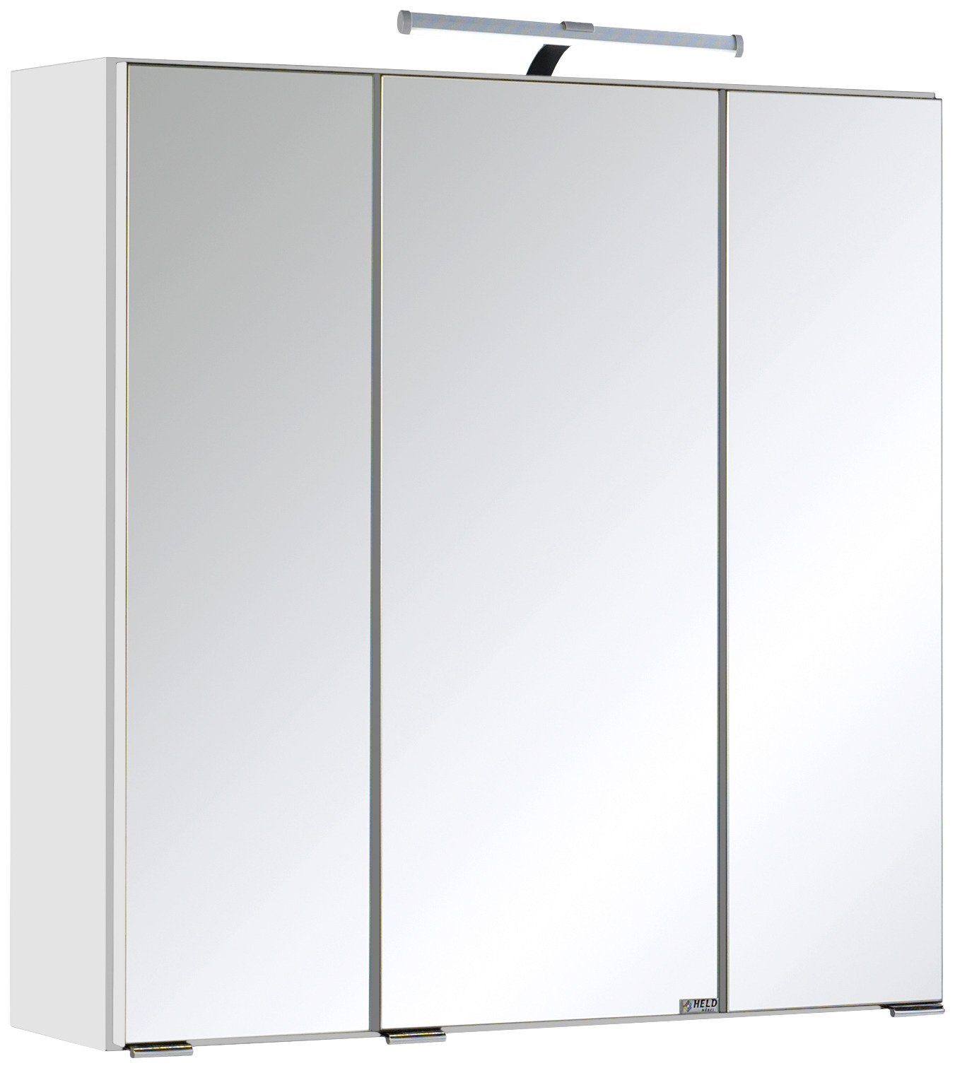 HELD MÖBEL Spiegelschrank mit Spiegel Bestseller Badmöbel, LED, Badezimmerspiegelschrank Badmöbel mit weiß Badschrank Badspiegel 3 Türen, Breite mit Licht Texas 60cm