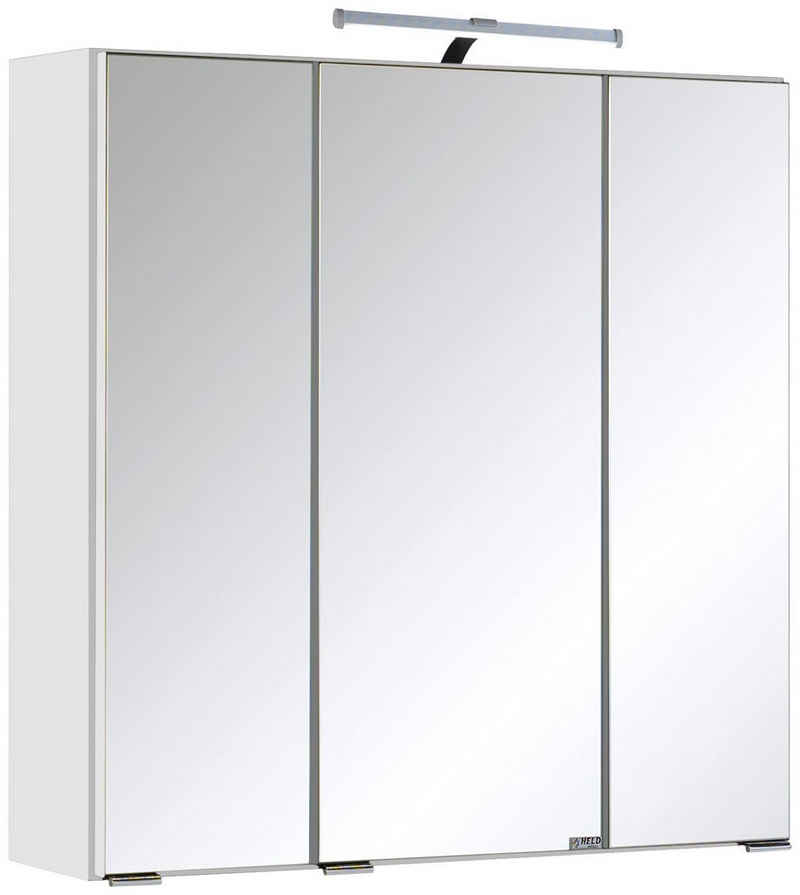 HELD MÖBEL Spiegelschrank Texas Spiegel mit Licht Badmöbel Badschrank Badspiegel Bestseller mit 3 Türen, Breite 60cm, wahlweise mit LED, Badezimmerspiegelschrank