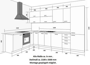 Küchen-Preisbombe Winkelküche Bianca Ecke V 210x330 Küche Küchenzeile Eckküche Hochglanz Weiß + Grau