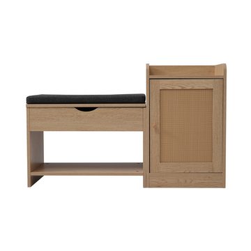 Merax Schuhbank gepolstert mit Sideboard, Schuhregal, Schuhtruhe mit Spiegel, Schuhschrank mit verstellbaren Einlegeböden