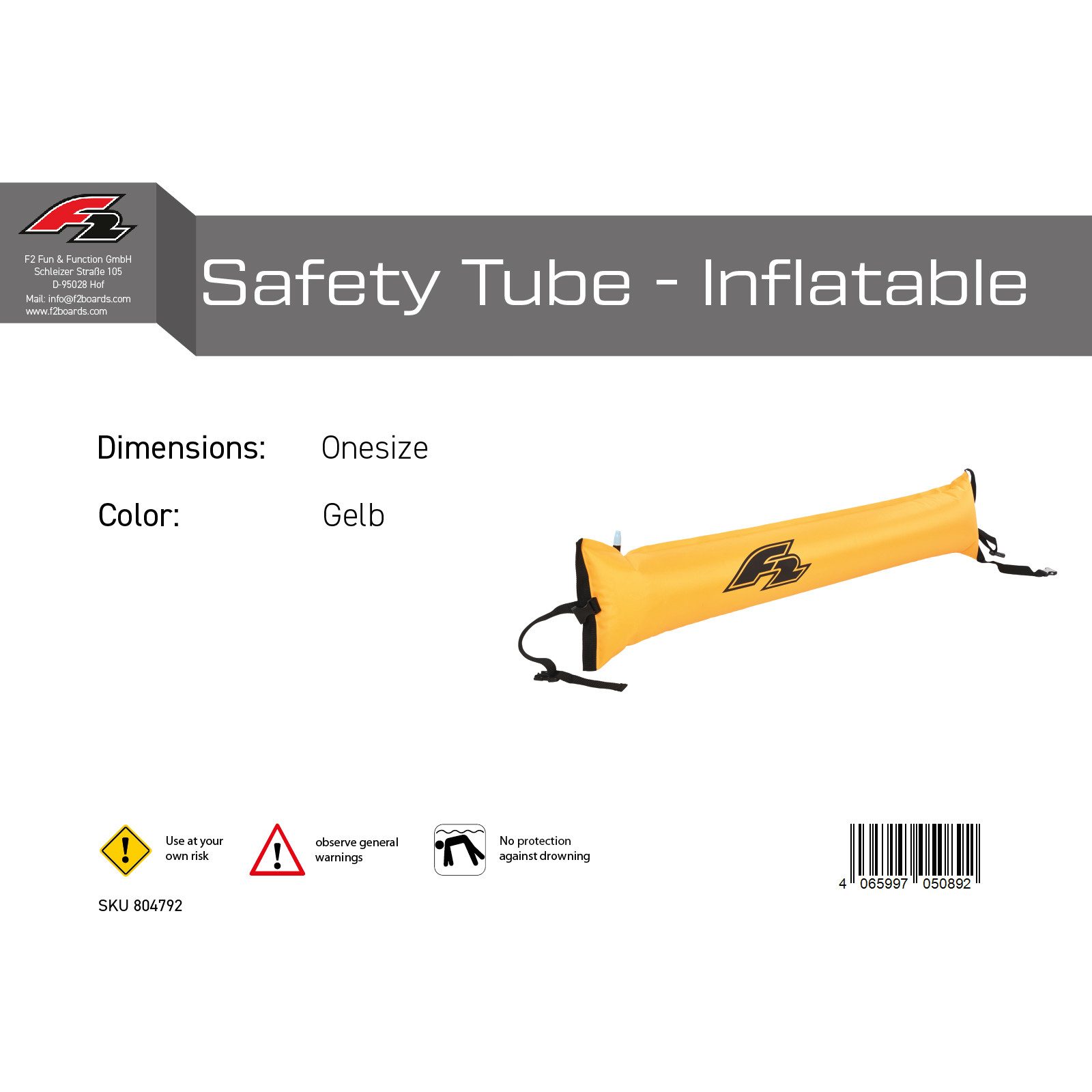 F2 Schwimmweste F2 Safety Tube - Inflatable Gelb
