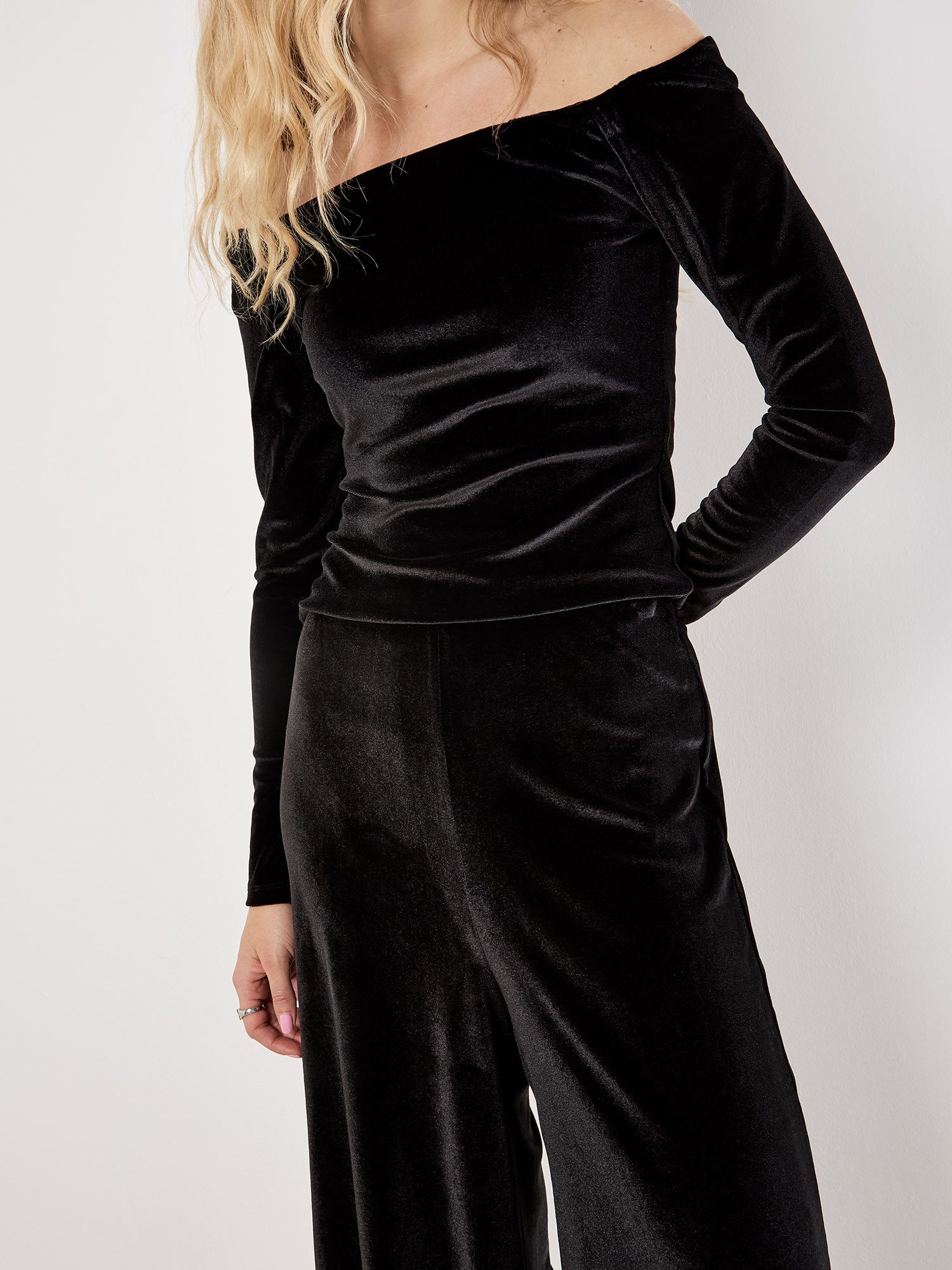 Apricot Stoffhose Weite Hose aus Samt