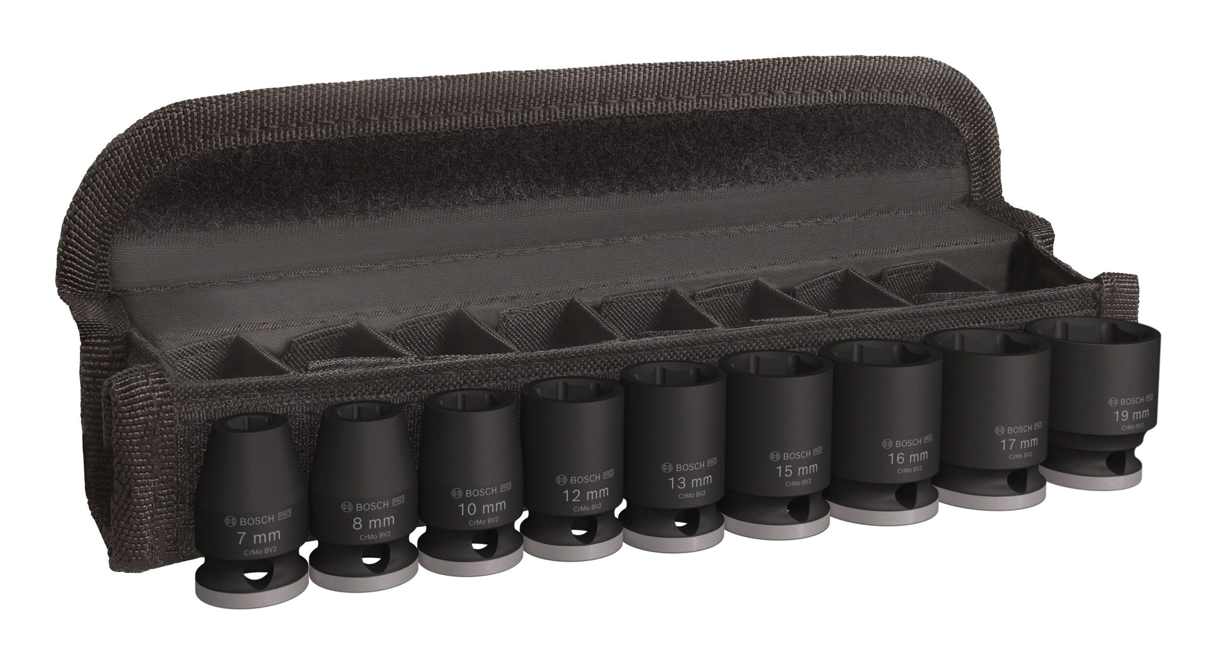 BOSCH Stecknuss Pro Impact Socket, 9 Teile, Steckschlüsseleinsätze-Set, 3/8", Standard, 9­teilig