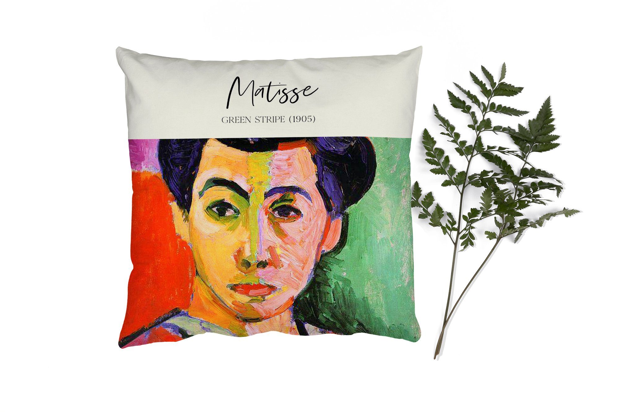 Dekokissen - - Alte Deko, Meister, Matisse (1905) Henri Wohzimmer, Zierkissen Schlafzimmer, MuchoWow für mit Grüner Sofakissen Streifen Füllung