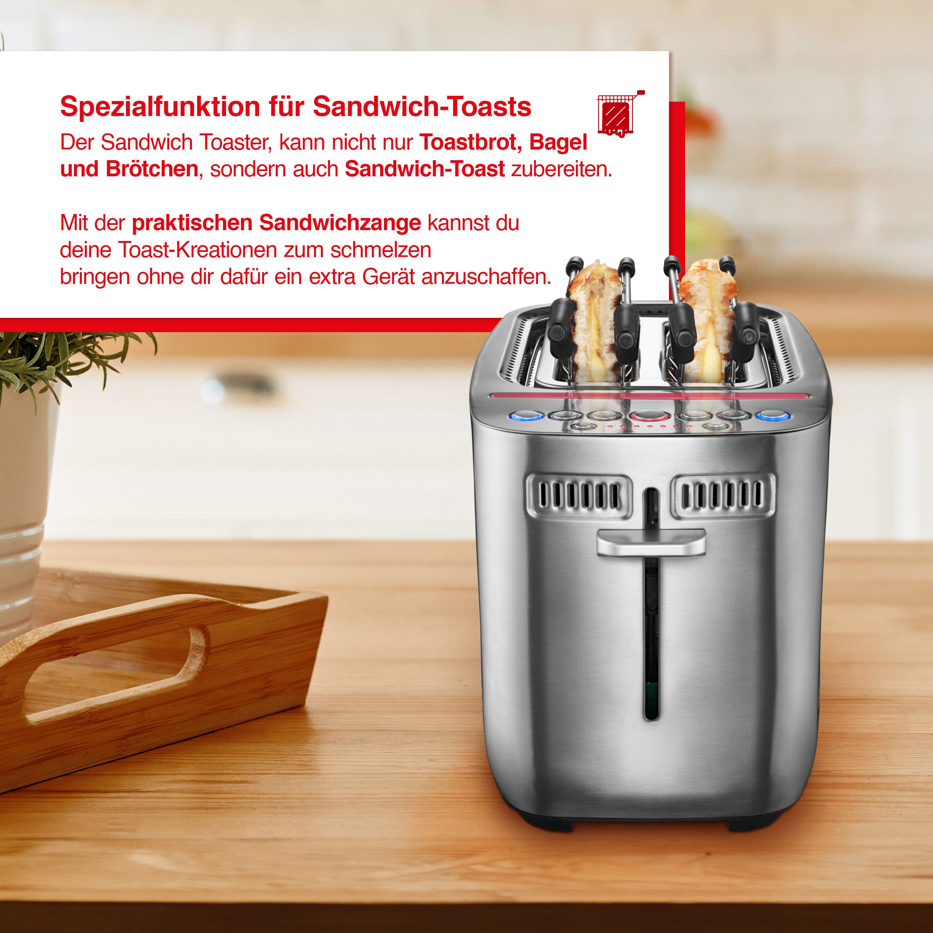SOLIS OF SWITZERLAND 2-in-1-Toaster Sandwich Toaster (Typ 8003), 2 kurze Schlitze, 1635 W, 2 in 1 Toaster und Sandwichmaker