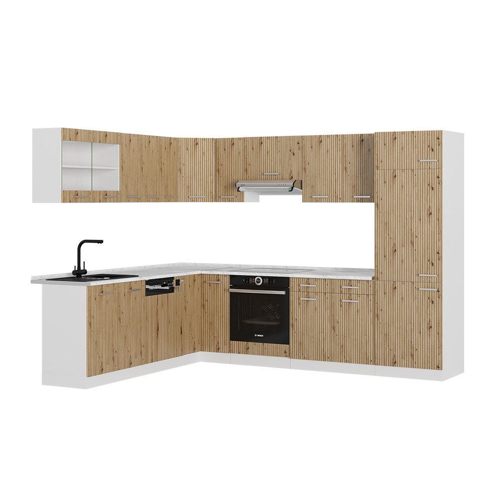 Vicco Winkelküche R-Line, Artisan Eiche/Weiß, 227 günstig online kaufen