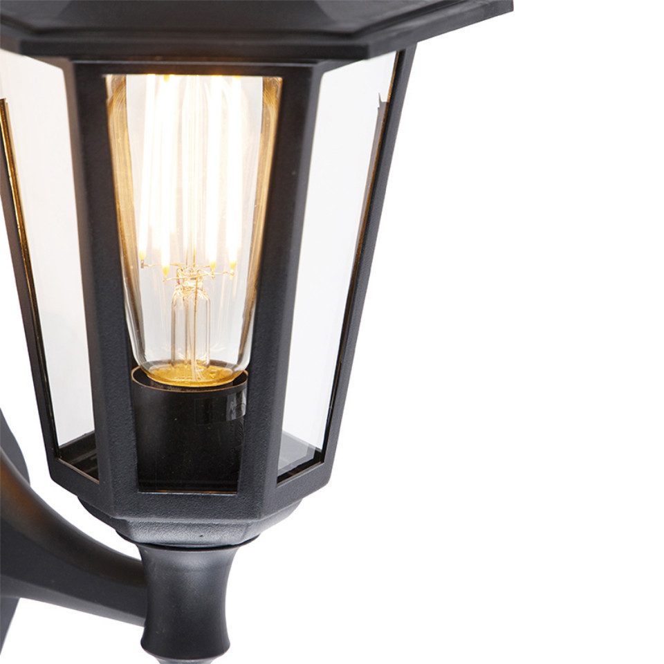 Qazqa Außen-Wandleuchte New haven, ohne Leuchtmittel, E27, Schwarz, Klassisch / Antik, Kunststoff, 1-flammig