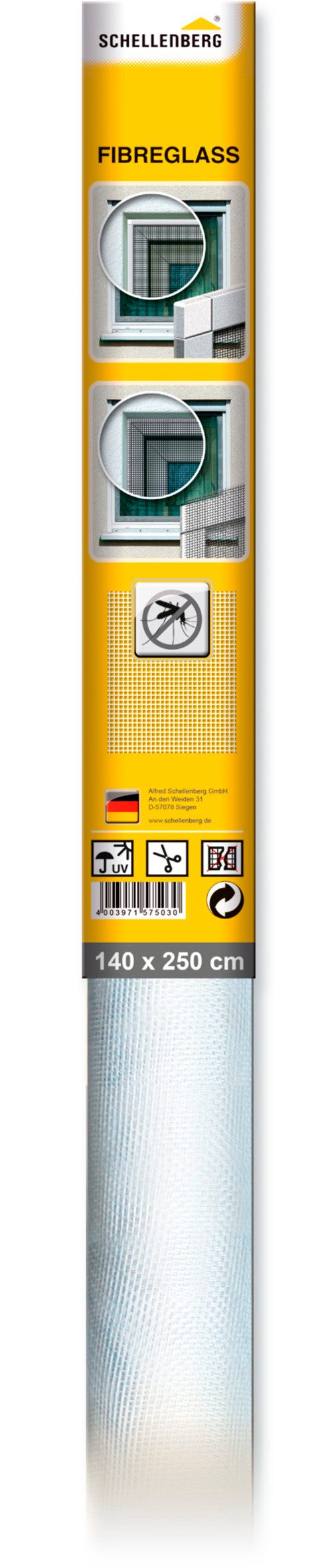 Fliegengitter-Gewebe aus Fiberglas in anthrazit und weiß