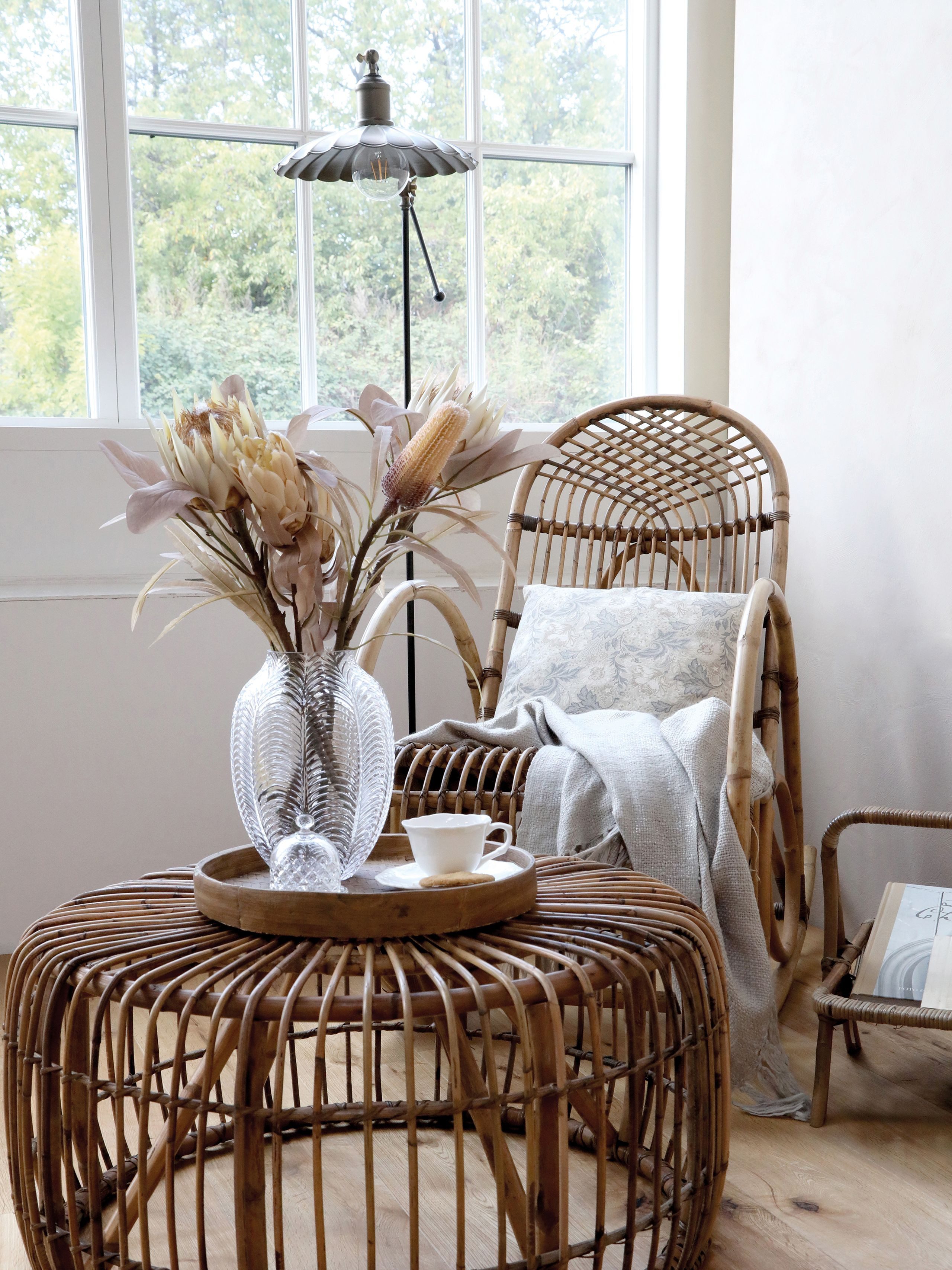 Chic Antique Beistelltisch Beistelltisch Couchtisch Noblesse Rattan rund 70 cm Ø