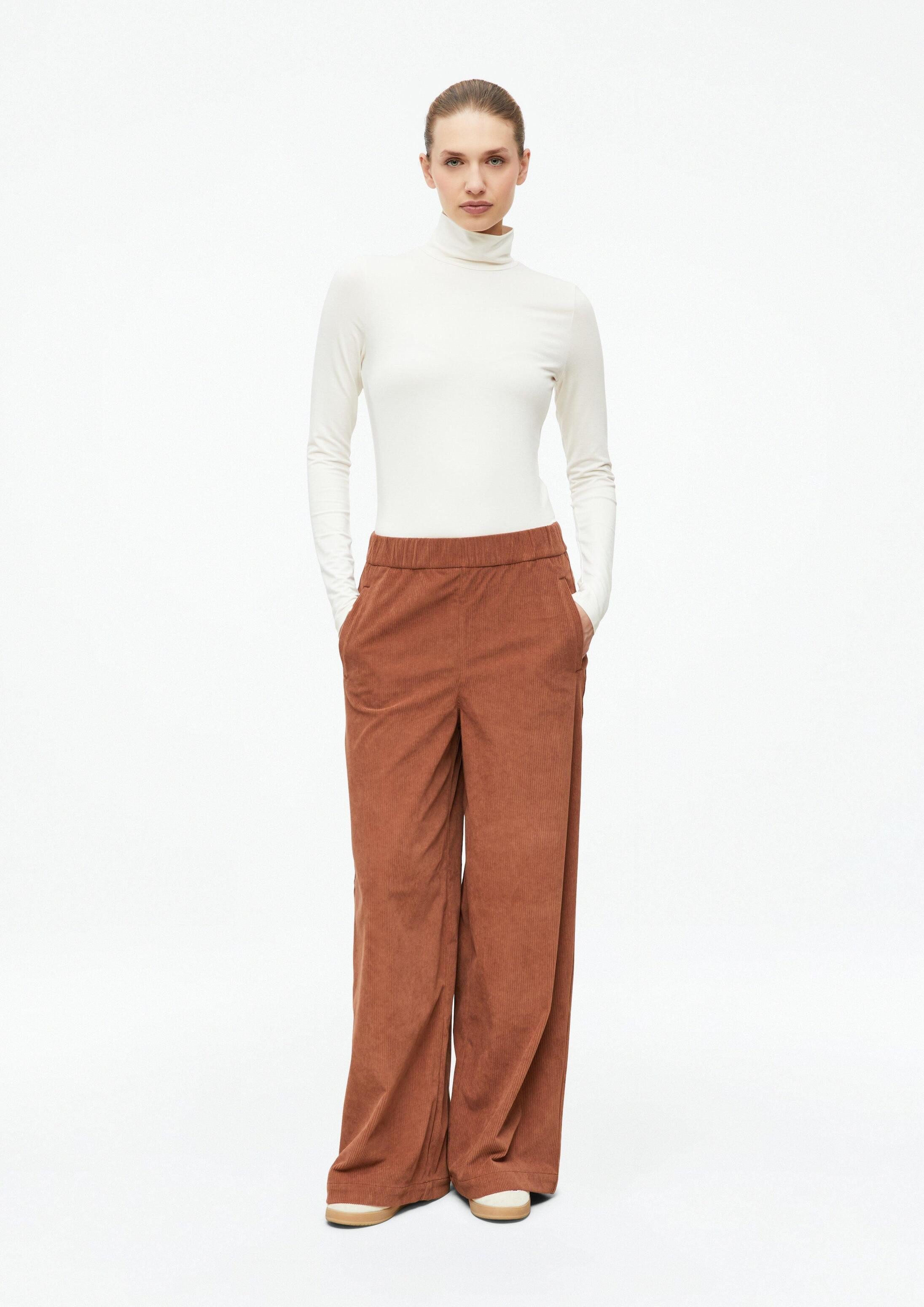 s.Oliver Chinos Hose Weiche Cord-Hose mit Wide Leg und Elastikbund
