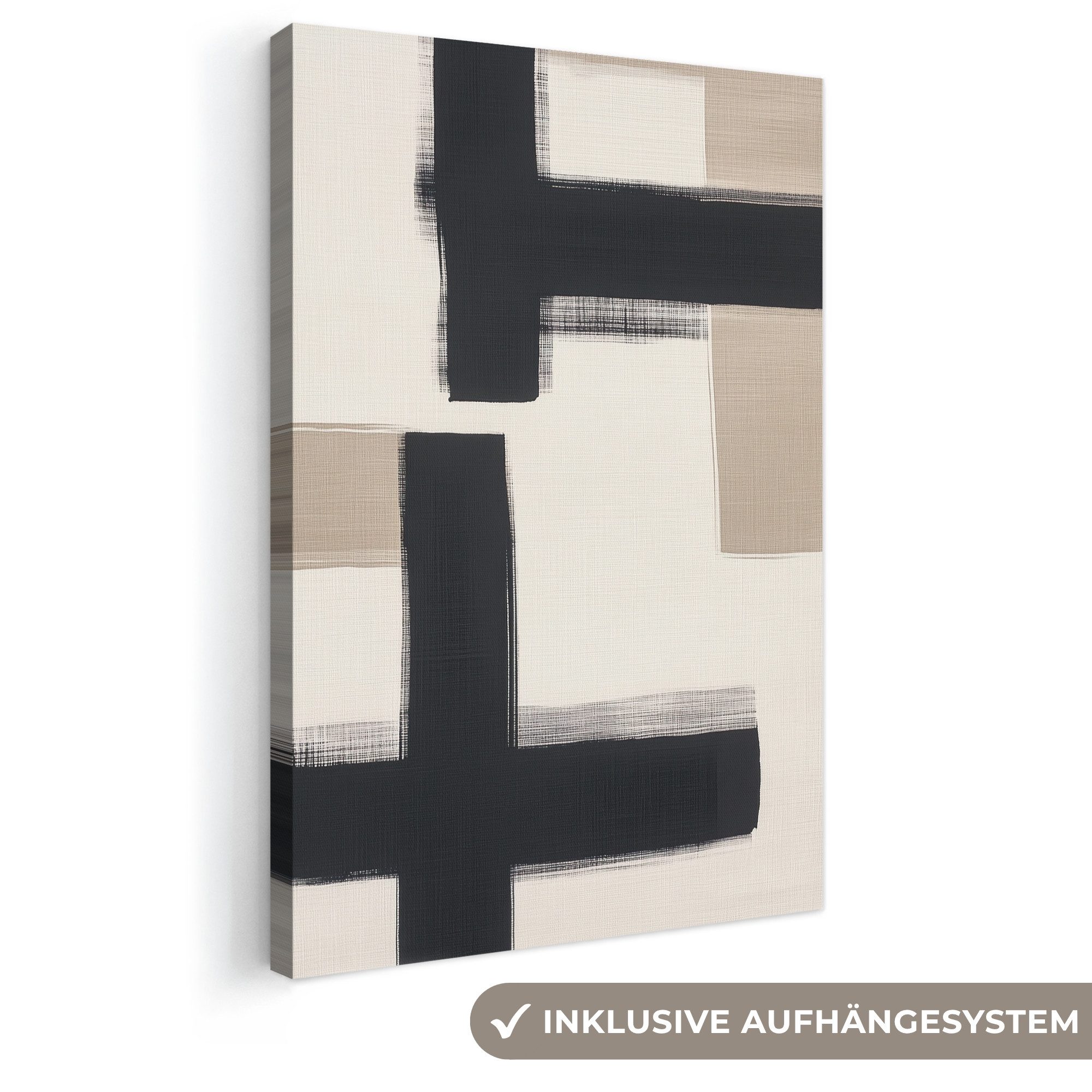 OneMillionCanvasses® Leinwandbild Schwarz - Abstrakt - Japanisch, Fotodruck (1 St), Leinwand Canvas Wandbild, Wanddekoration 20x30 cm
