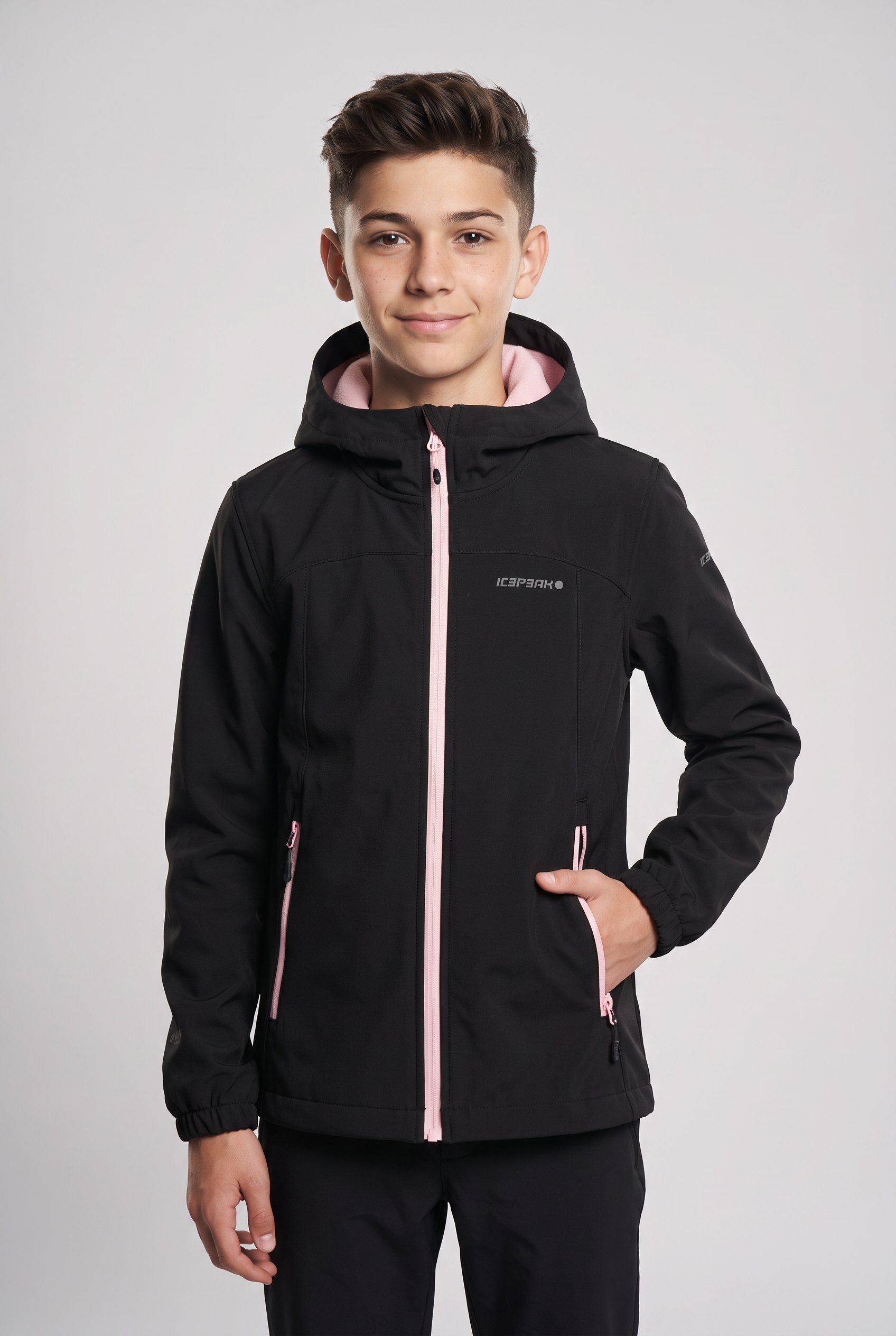 Icepeak Softshelljacke ICEPEAK KOBRYN JR mit Kapuze, atmungsaktiv, wasserabweisend, schnell trocknend