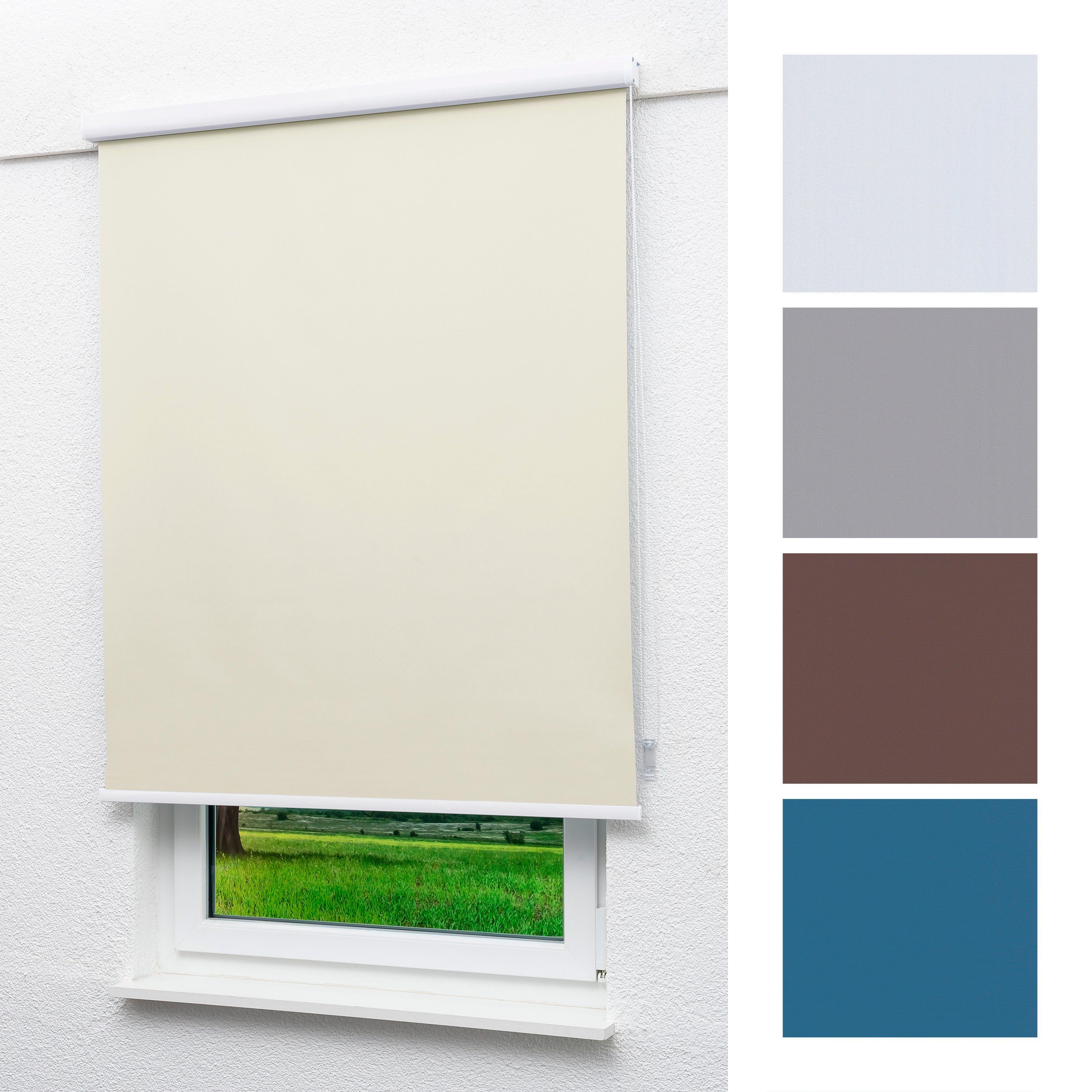 beige hellelfenbein Qualitätskassettenrollo abdunkelnd, HxB Verdunklungsrollo Abdunkelung, LYSEL®, 175x40cm