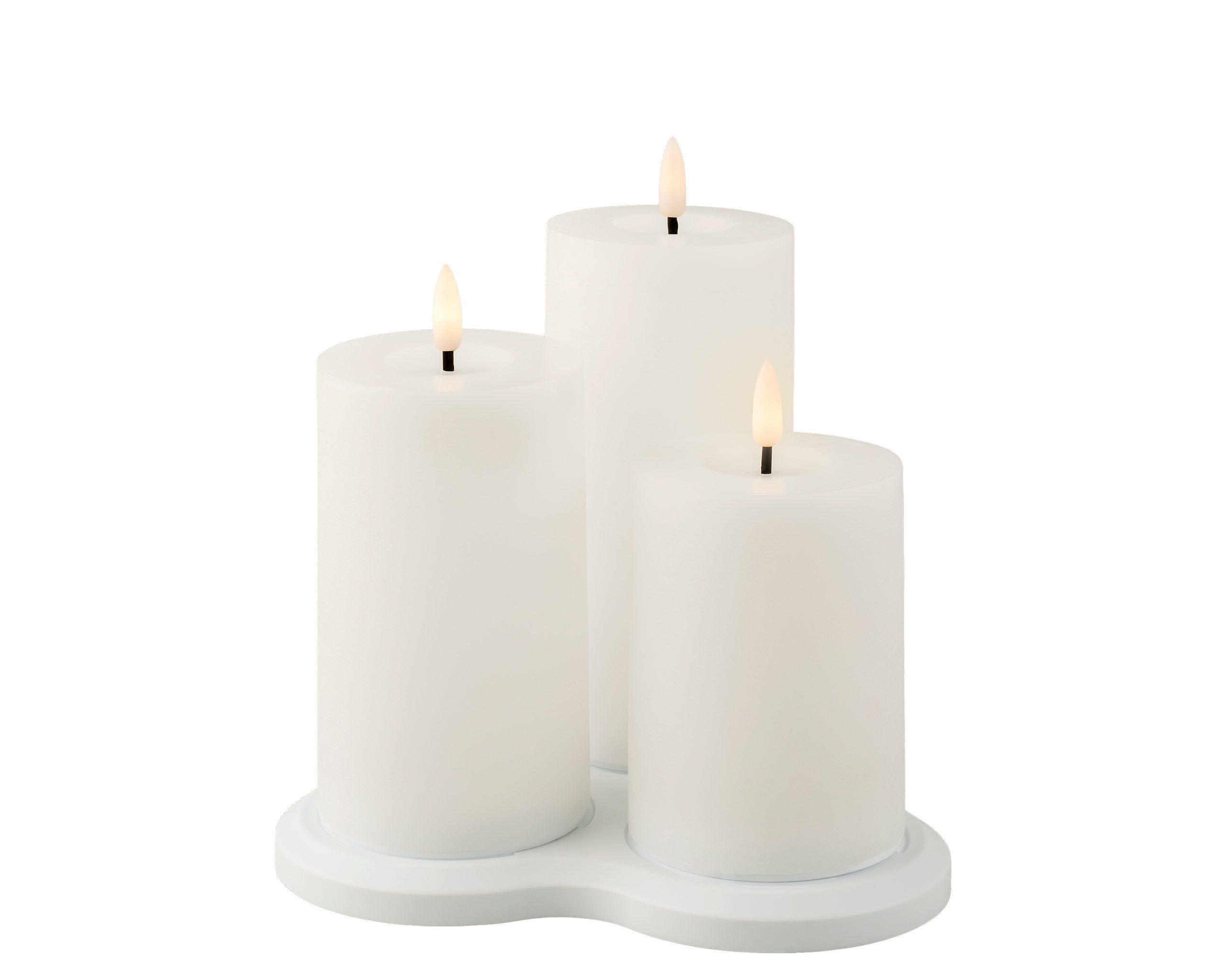 Lumineo LED-Kerze, LED Kerzen mit Timer 12,5-17,5cm Wachs 3er Set Weiß / Wa günstig online kaufen