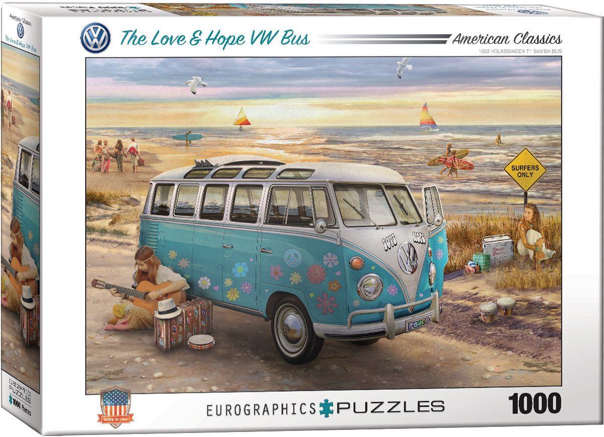 Puzzle 1000 Teile Puzzle - Puzzle - Der Liebe & Frieden VW Bus, Puzzleteile günstig online kaufen
