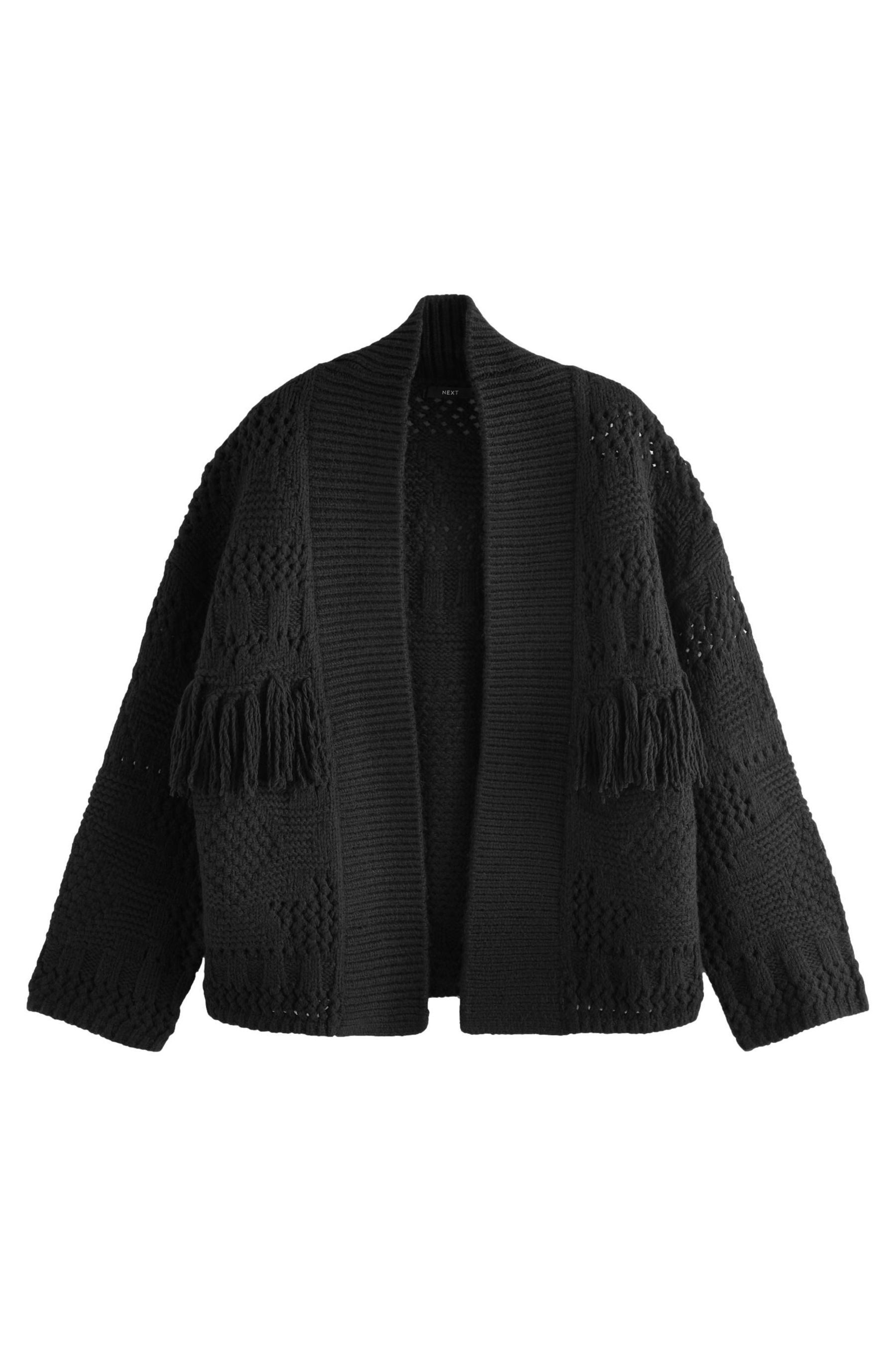 Zalando Strickjacke Mit Fransen Schwarz Long Cardigan Cardigan Mit