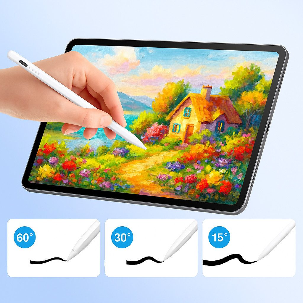 Ventarent Eingabestift Stylus Pen Pencil Smartpen für Apple iPad Air/Pro/Mini Touchpen Stift (1x Stylus Pencil für Apple iPads in weiß) USB-C, Kompatibel mit Apple iPad, magnetisch