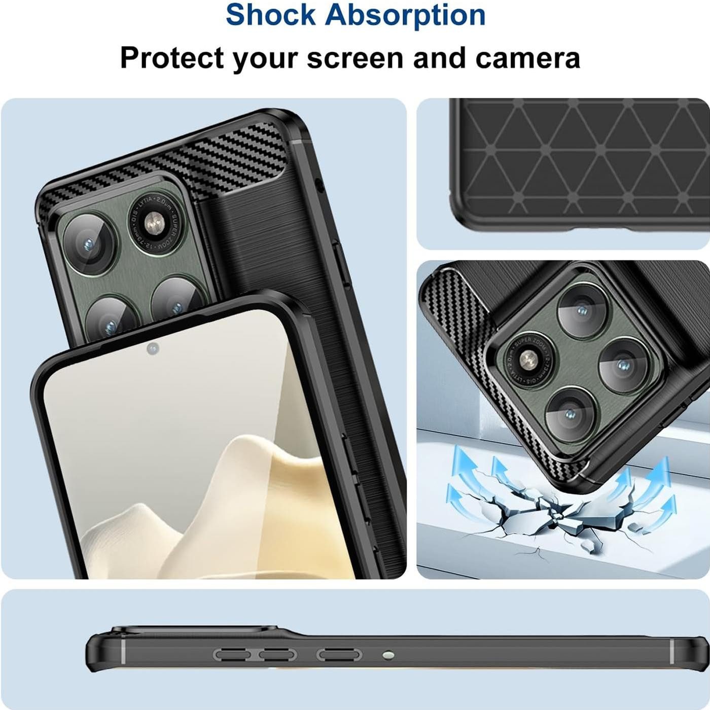 CoolGadget Handyhülle Carbon Handy Hülle für Motorola Edge 60 Pro 6,67 Zoll, robuste Telefonhülle Case Schutzhülle für Motorola Edge 60 Pro Hülle