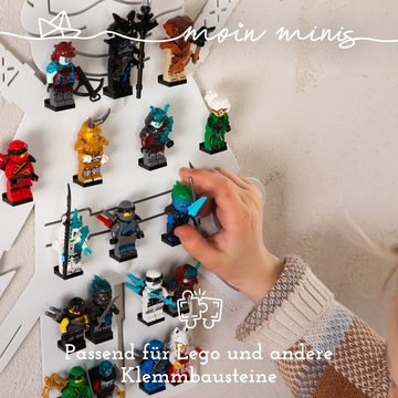 moin minis Wandregal moin minis Ninja Weiß Kinderzimmer Regal für 18 Minifiguren Klemmbau