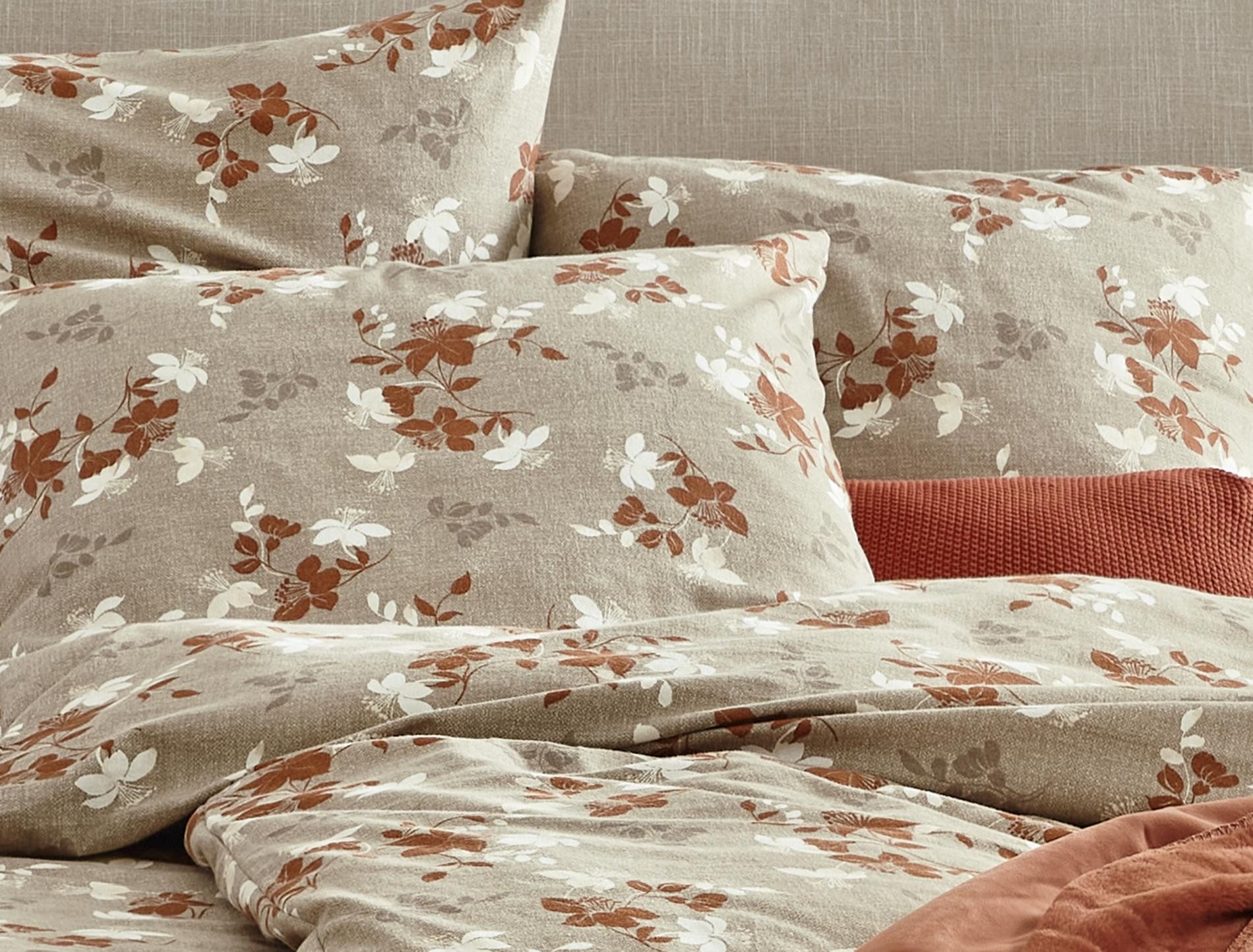 Irisette Bettwäsche Irisette Edelflanell Bettwäsche Alpaka 155x220 Blumen terra beige, Flanell, 2 teilig, für den Winter