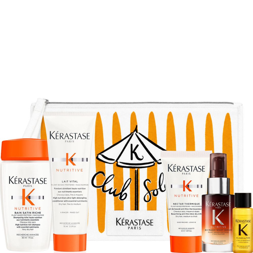 Kérastase Haarpflege-Set Nutritive Travel Summer Set mit exklusiver Beauty-Bag, 6-tlg.