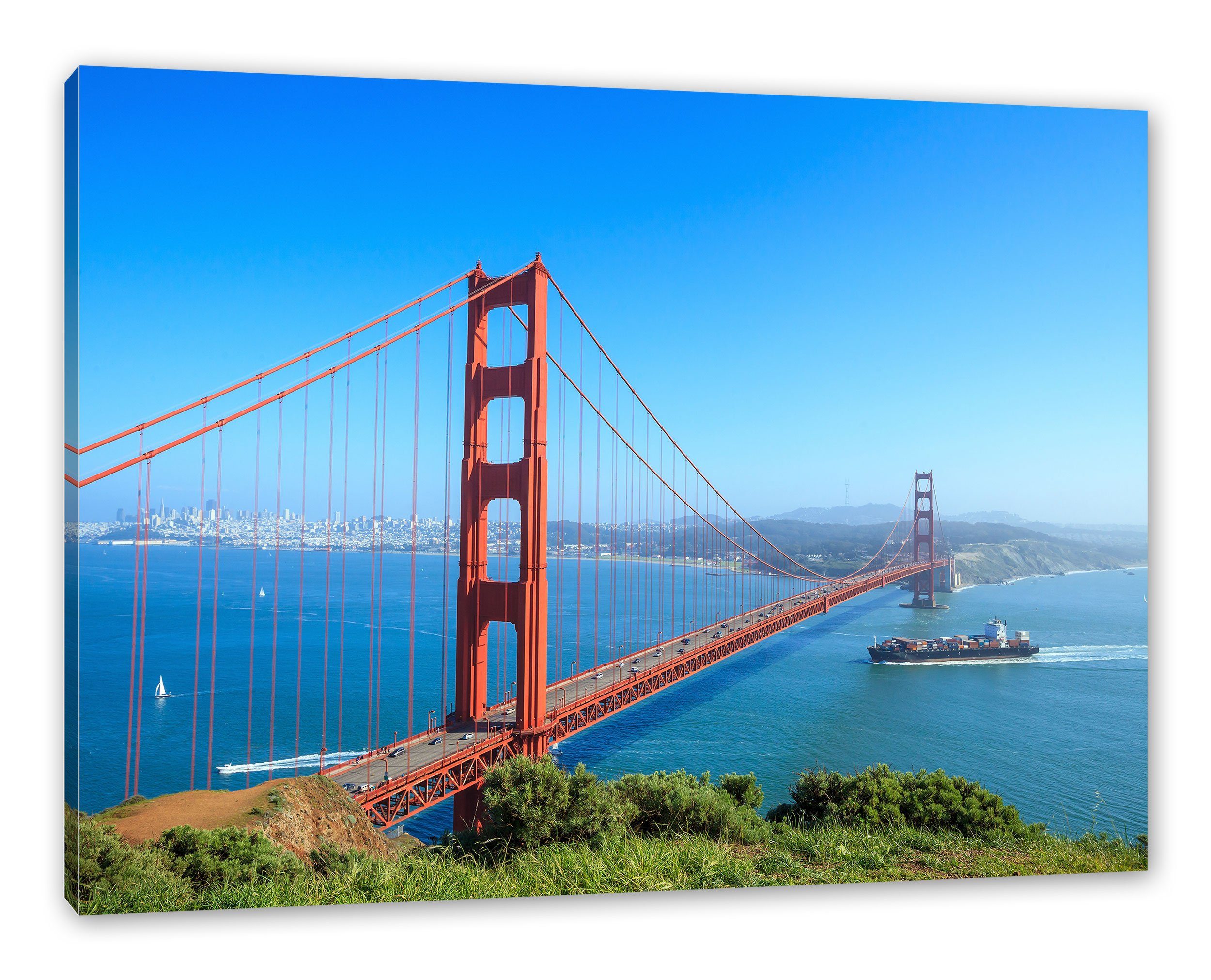 Pixxprint Leinwandbild Golden Gate Bridge, Golden Gate Bridge (1 St), Leinwandbild fertig bespannt, inkl. Zackenaufhänger