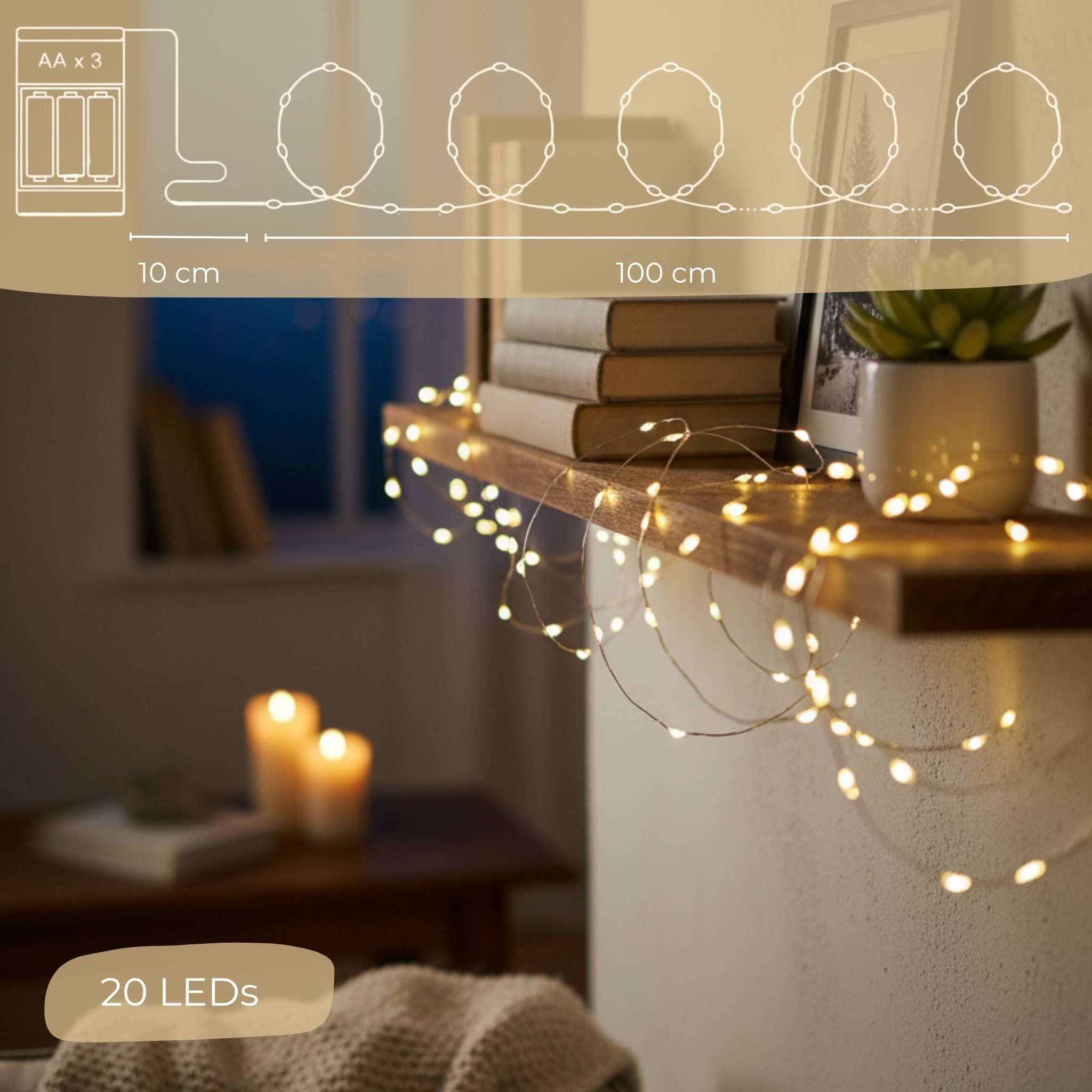 matches21 HOME & HOBBY LED-Lichterkette Mini Lichterkette 1 m, 20 LED Timer günstig online kaufen