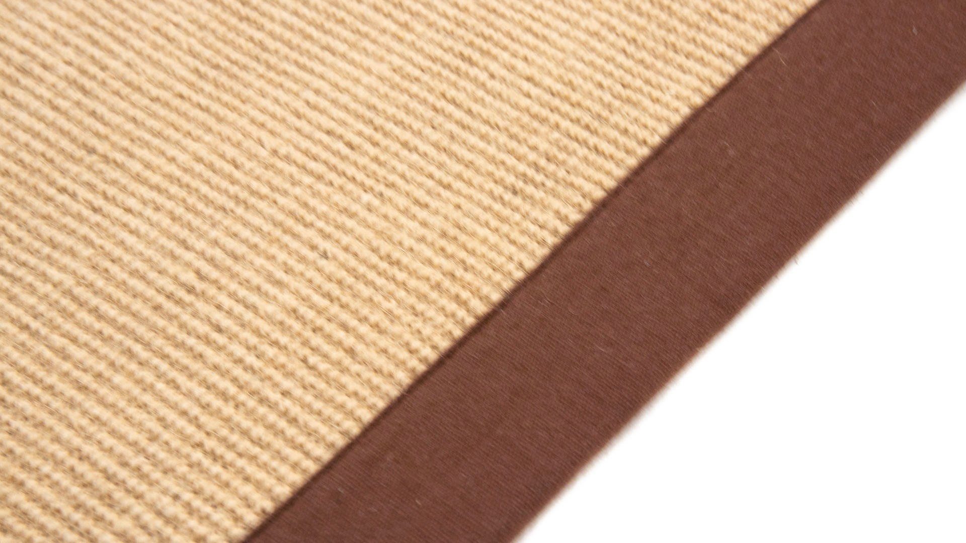 Rutsch mit Rückseite carpetfine, farbiger Läufer Höhe: rechteckig, Bordüre, Sisal, 5 mm, Anti braun