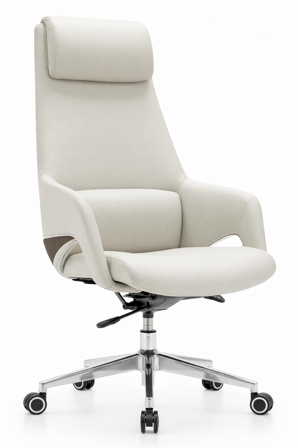 JVmoebel Chefsessel Ergonomischer Chefsessel in Creme mit Kopfstütze und Metallgestell, Made in Europa