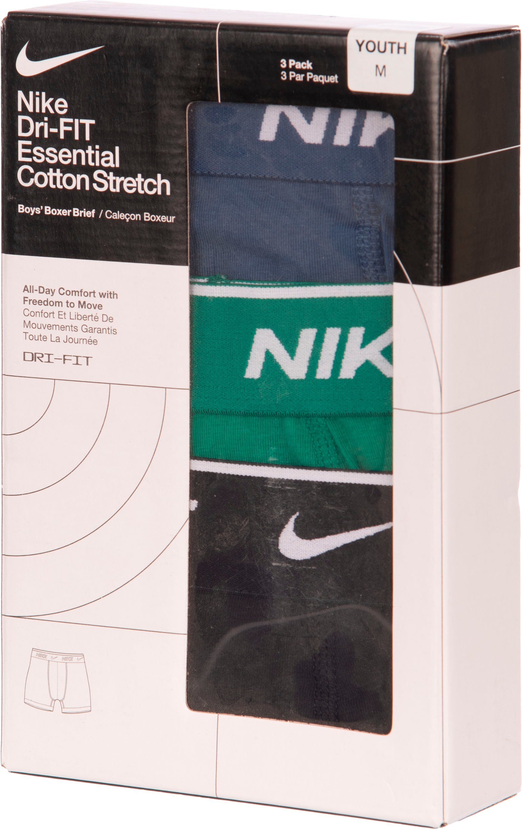 Nike Sportswear Boxershorts (Packung, für grün, schwarz 3er-Pack) COTTON Kinder BRIEF EVERYDAY blau, BOXER 3PK 3-St