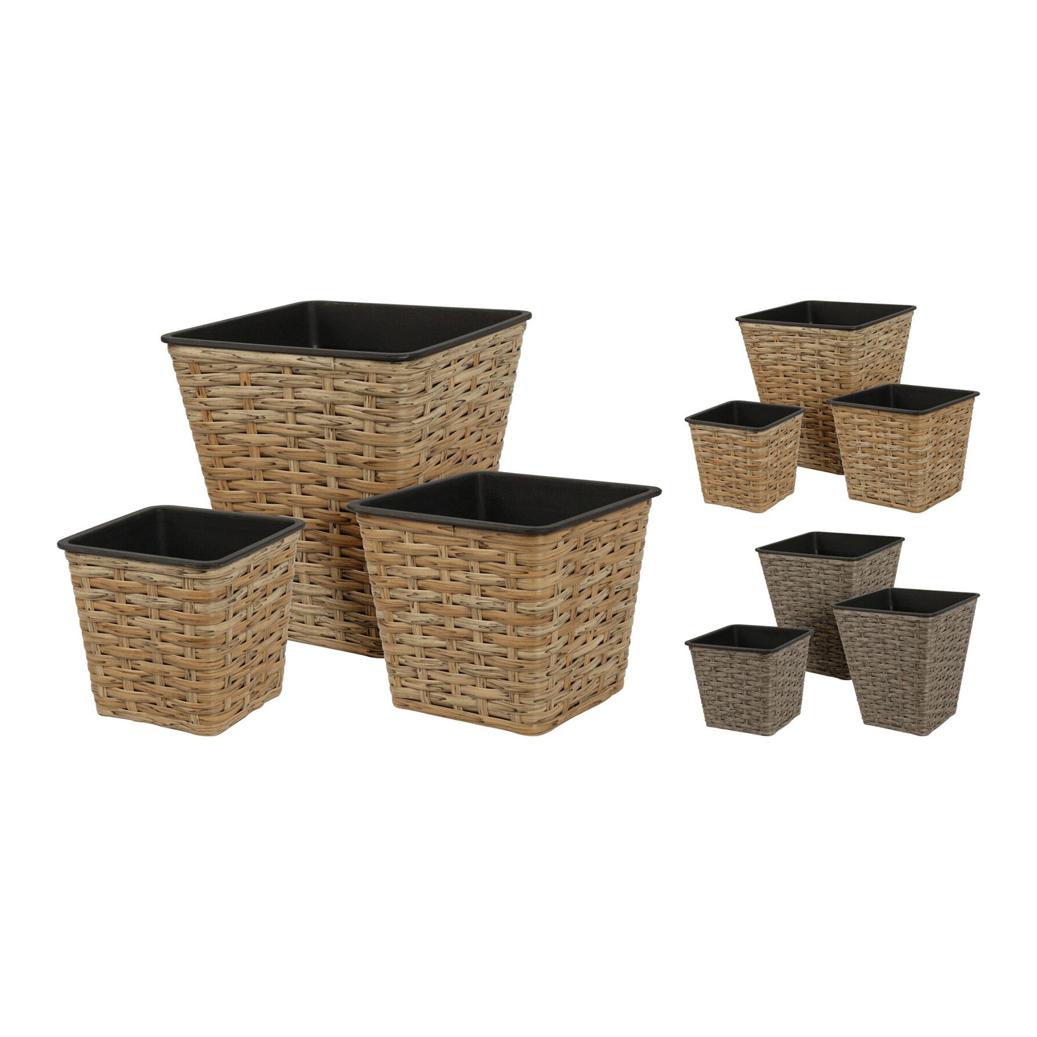 Home & styling collection Blumentopf, Blumentopf 12-18cm Kunststoff 3er Set Braun Hell / Dunkel sortiert