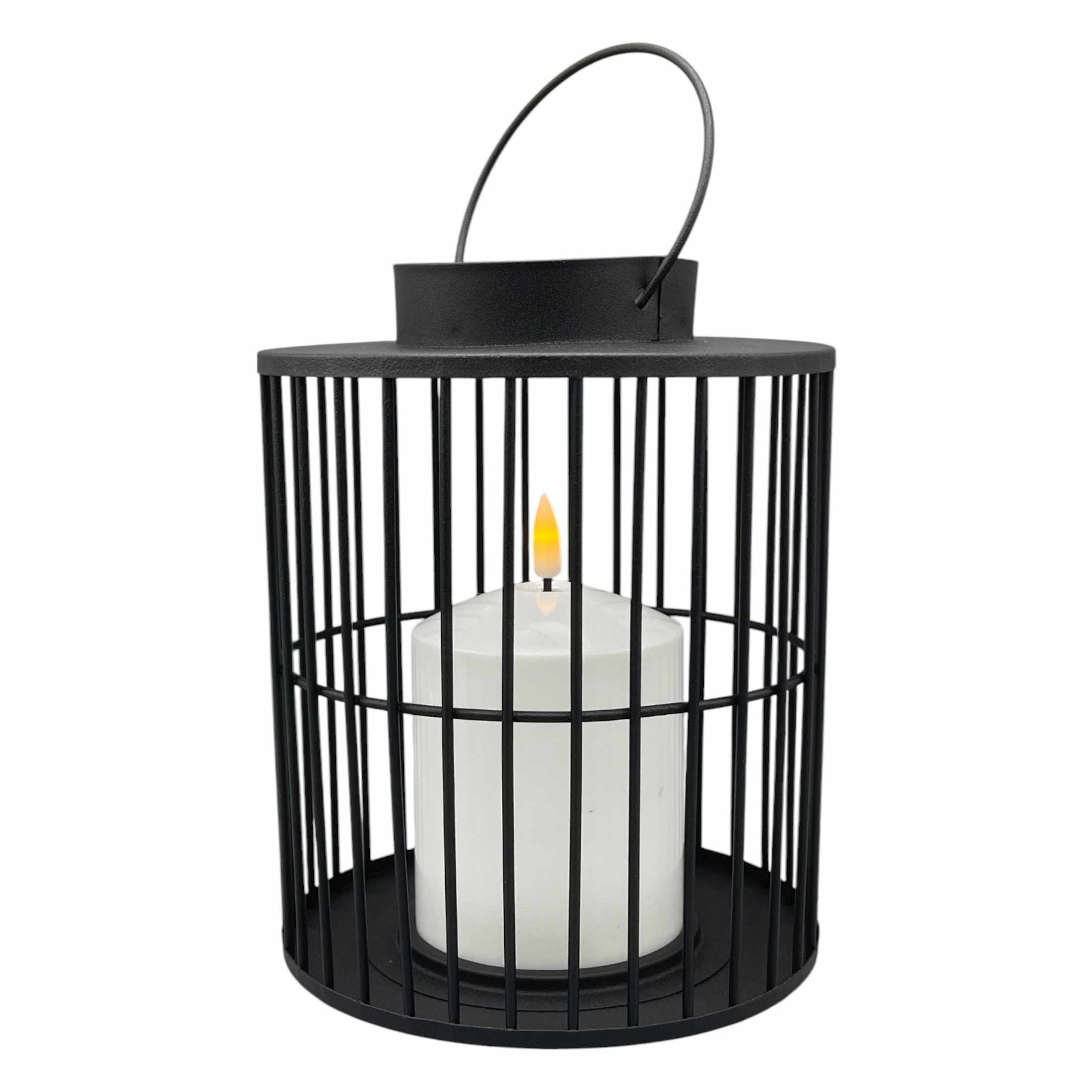 Coen Bakker LED Laterne, Ein-/Ausschalter, LED, warmweiß, schwarz matt Metall Kerze mit 3D-Flamme 15x18cm
