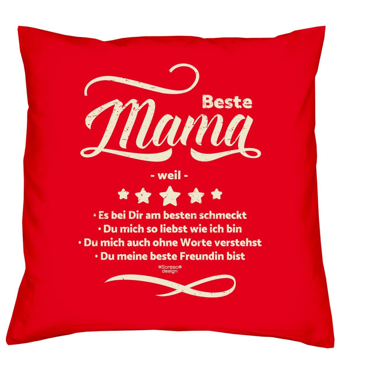 Soreso® Dekokissen Kissen weil Socken Beste rot Geschenk & Sprüche Mama Sleep, Geburtstagsgeschenk