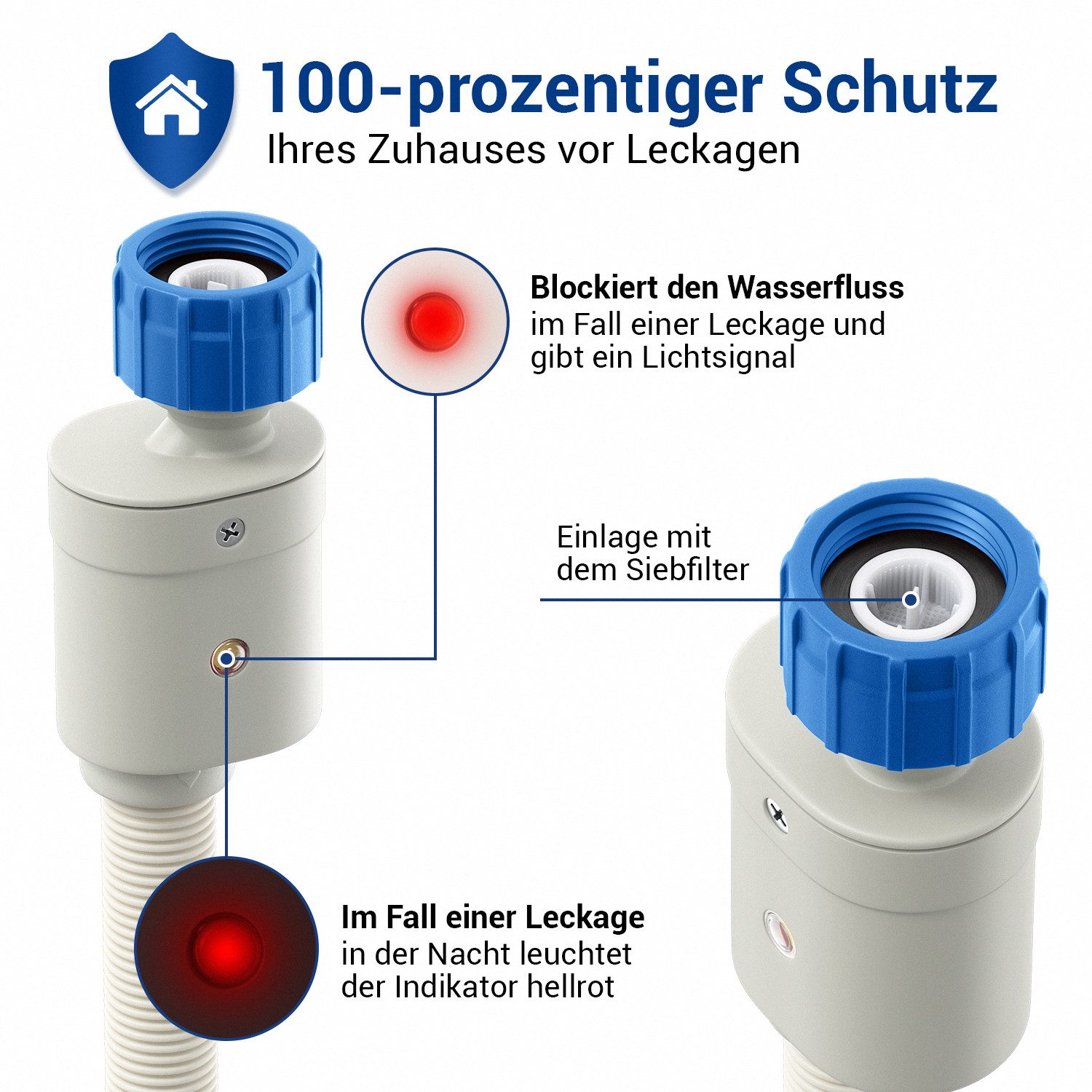 VIOKS Zulaufschlauch Aquastop 3/4" für Kaltwasser, Zubehör für Waschmaschine, Geschirrspüler, Schauch 1,5 / 2 / 2,5 / 3,5 / 3 / 4 m