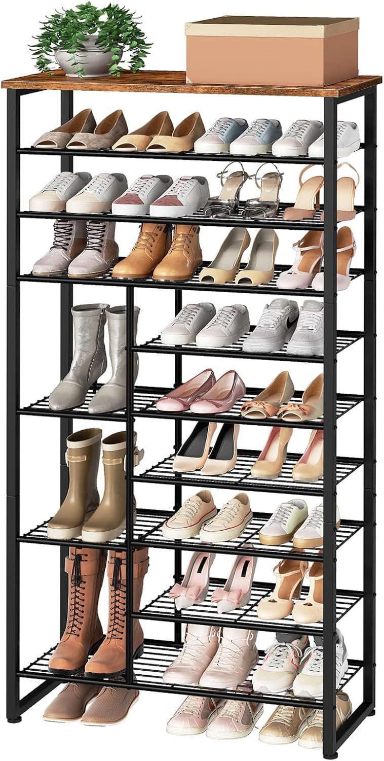 Hoobro Schuhregal, 10 Ebenen 172,5 cm, Schuhablage 27-30 Paar