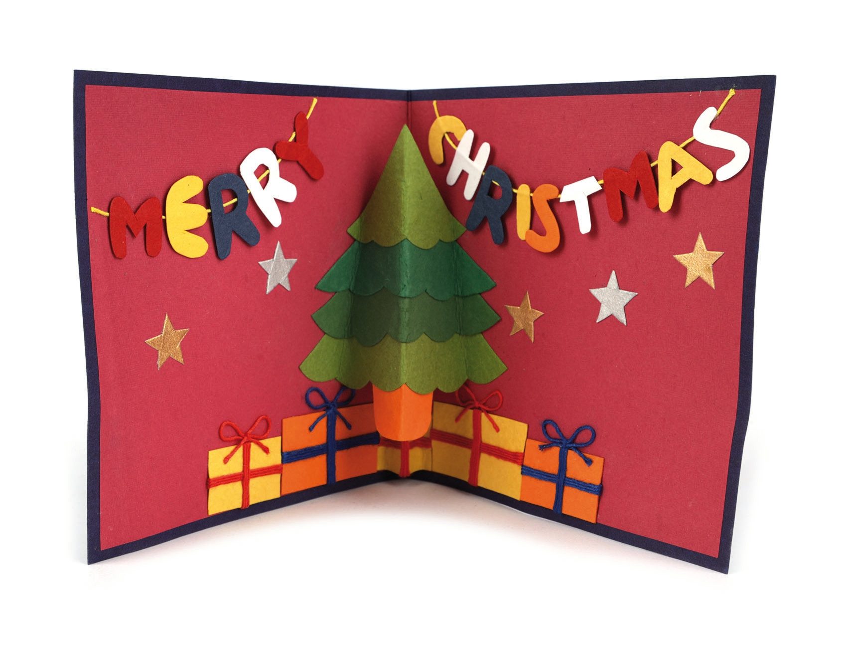 El Puente Grußkarte Pop-Up- Grußkarte "Weihnachtsbaum", Handmade, Fair Trade