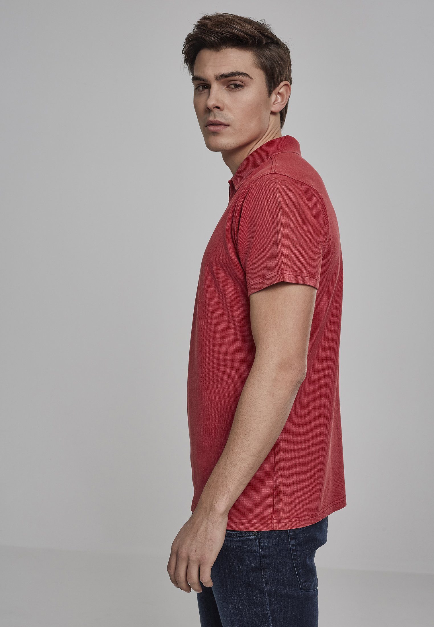 T-Shirt Pique (1-tlg) URBAN Herren Garment Dye CLASSICS red Poloshirt