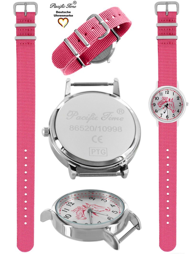 Pacific Time Quarzuhr Set Kinder Armbanduhr Pferd Wechselarmband und Schmuckset, (mit 925er Schmuckset), Mix und Match Design - Gratis Versand