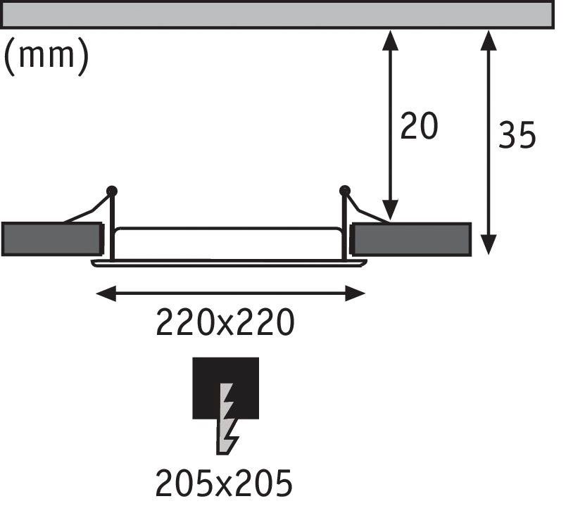 IP44 Dimmbar LED eckig spritzwassergeschützt Neutralweiß, integriert, Weiß Paulmann Panel Deckenleuchte, Badleuchte fest 9W LED