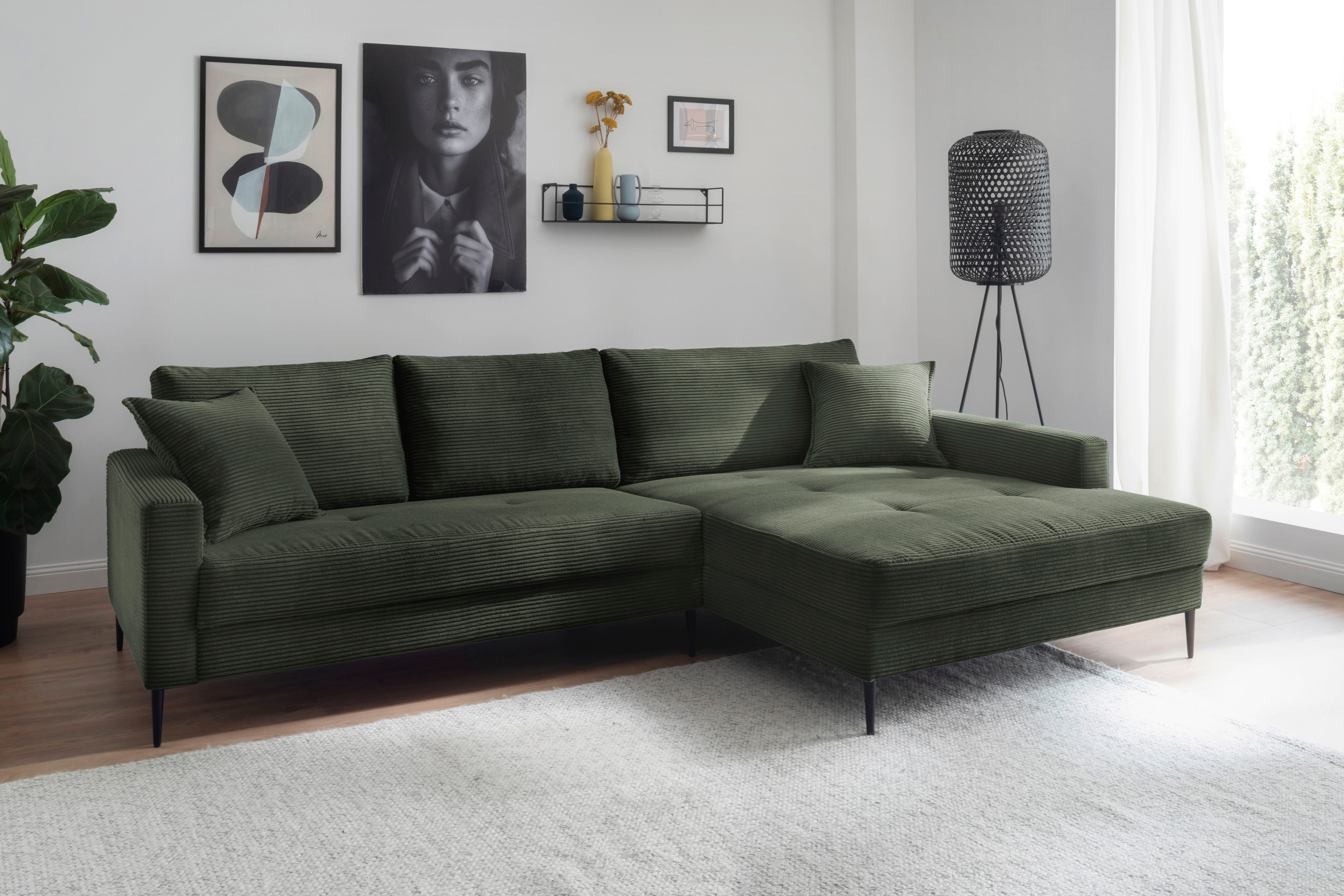 Trends by HG Ecksofa Summer L-Form, in Cord-Stoff mit Metallfuß günstig online kaufen