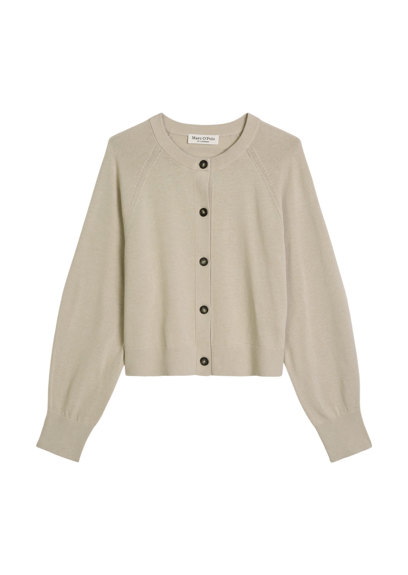 Marc O'Polo Strickjacke natur,Casual,Baumwolle,Unifarben,Rundhals,Lang,Oversized
