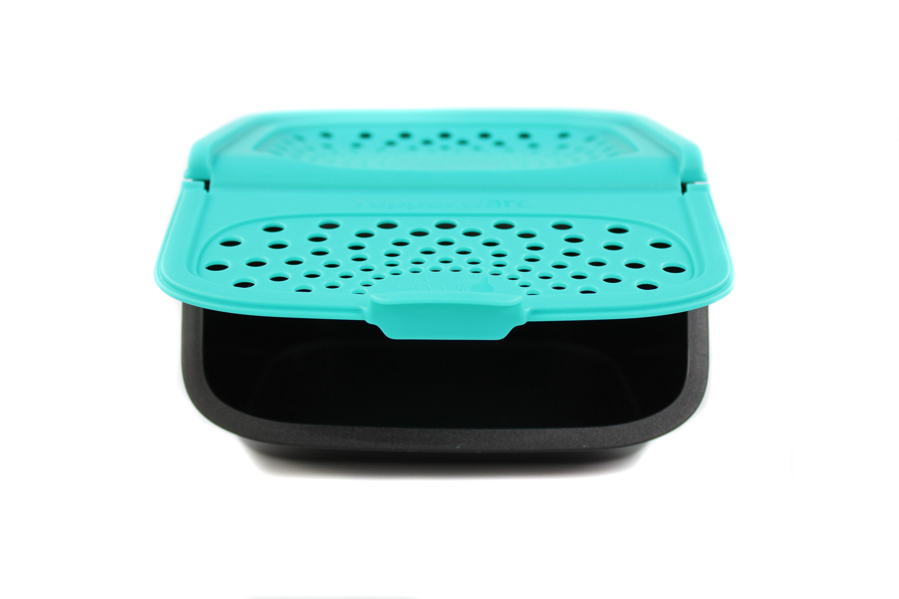 TUPPERWARE Vorratsdose Knoblauch-Lager 2,3 L schwarz türkis + SPÜLTUCH