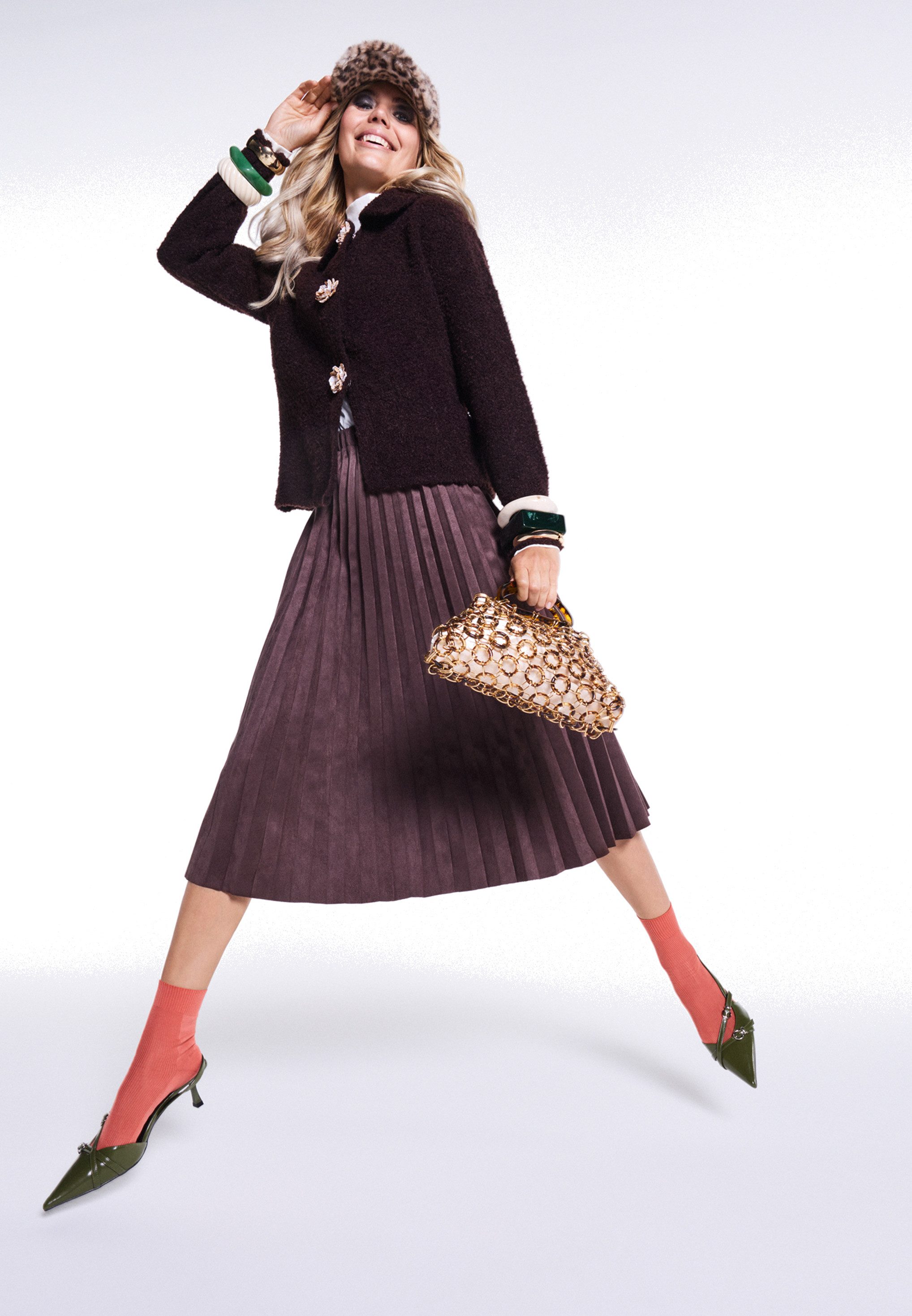 Cartoon Strickjacke Damen mit Kragen (1-tlg)