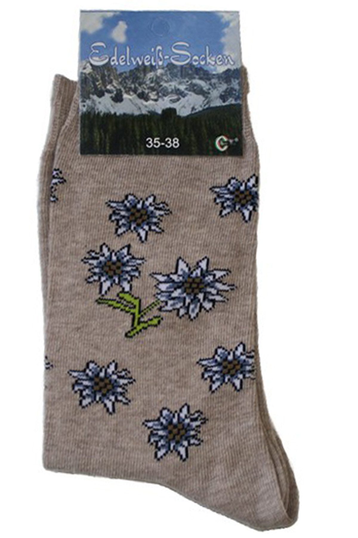 German Wear Trachtensocken GW215 Trachtensocken Edelweiß-Socken Blütenmuster Kurze socken