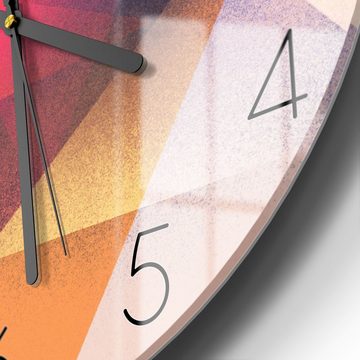 DEQORI Wanduhr 'Geometrie der Farben' (Glas Glasuhr modern Wand Uhr Design Küchenuhr)