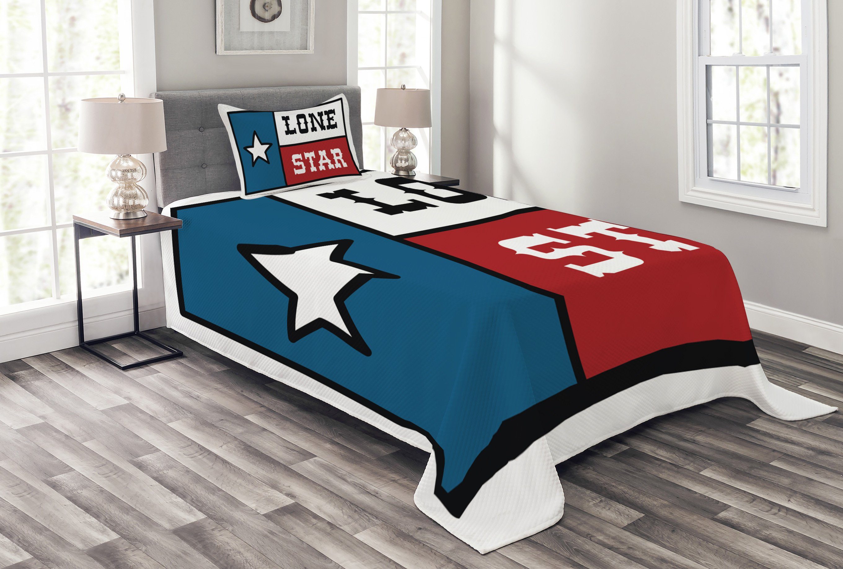 Abakuhaus, Waschbar, Texas Staats Tagesdecke mit Kissenbezügen Star Design Set Flag