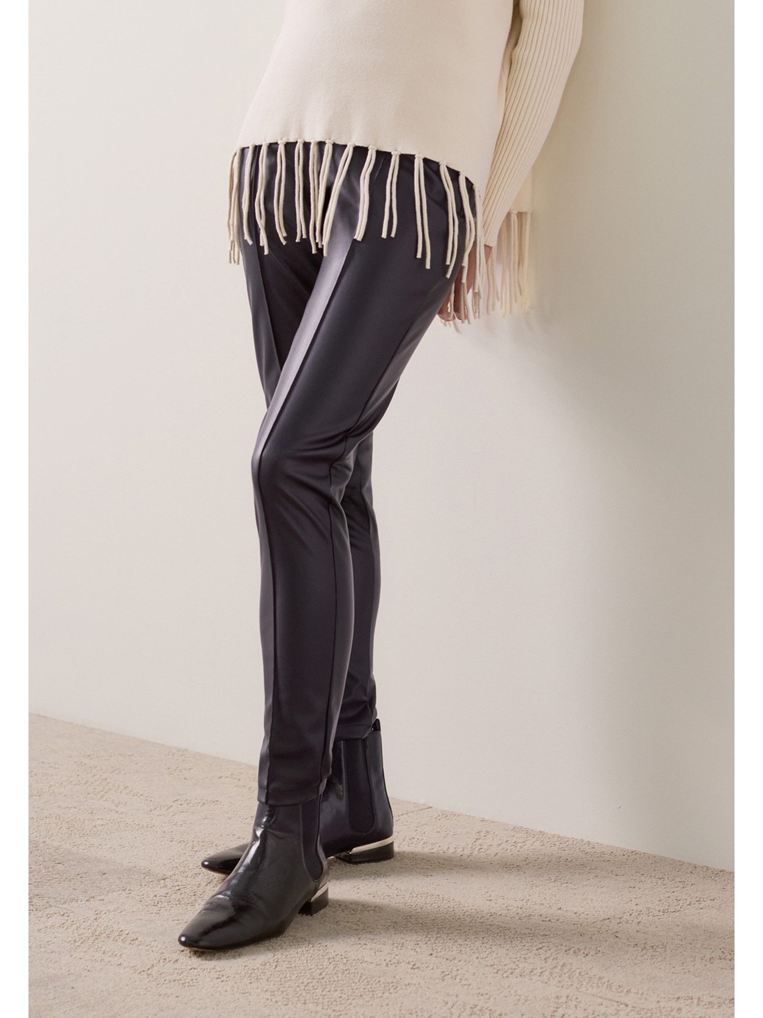 MORE&MORE Stoffhose coole, schmale Kunstleder-Leggings