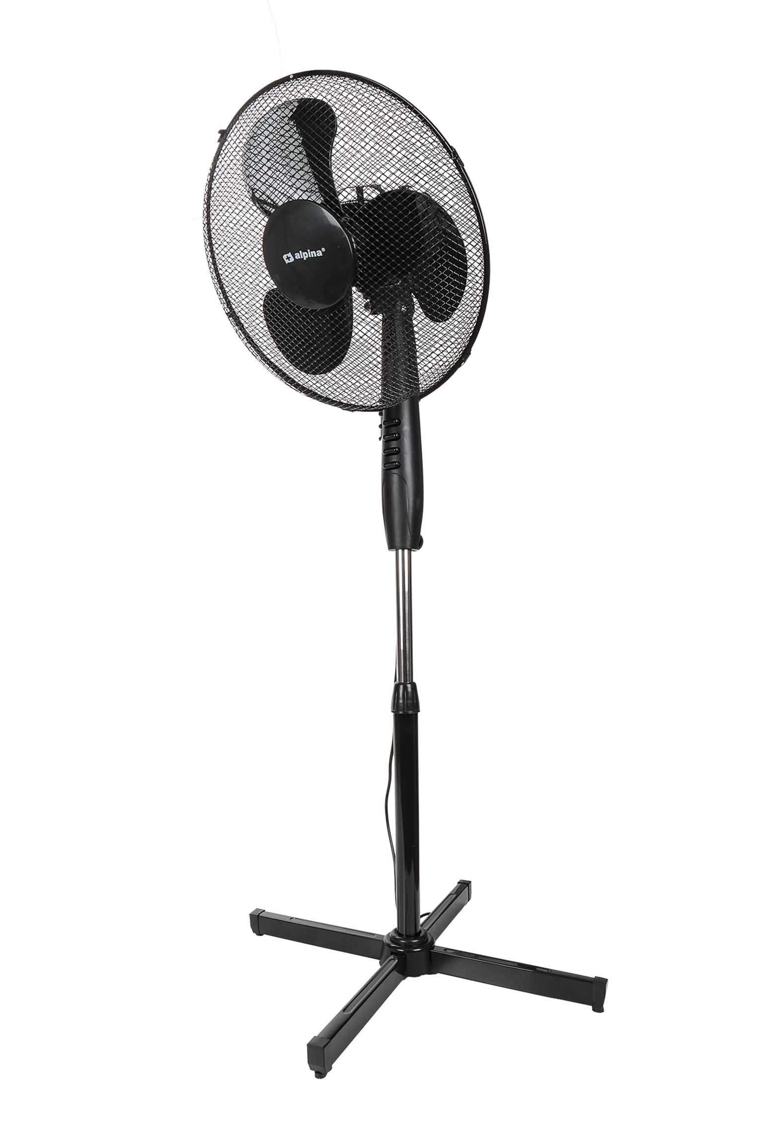 Alpina Standventilator höhenverstellbar von ca. 105 – 128 cm, Standventilator 3 Geschwindigkeiten